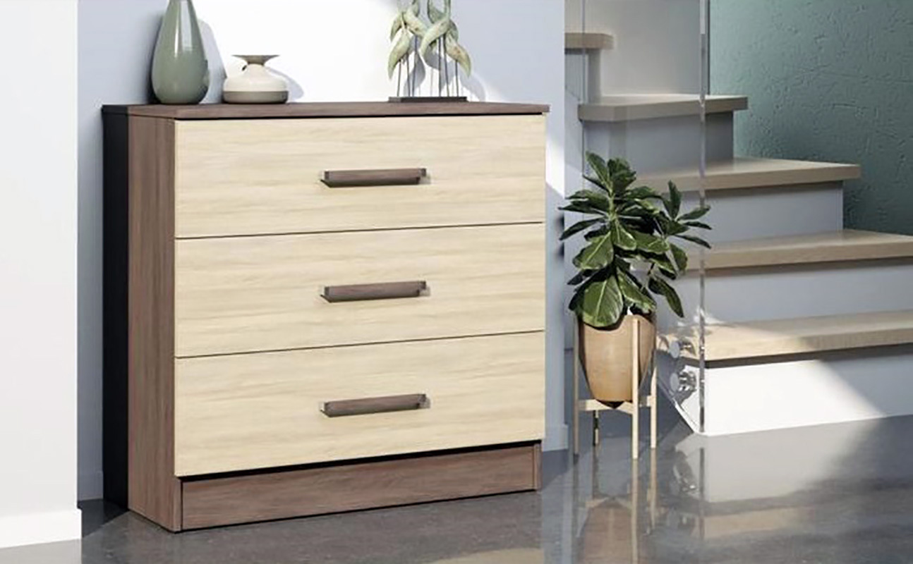 Изображение товара Комод Simaland 3 ящика 82x40.5x80 см ясень шимо светлый из ЛДСП Россия