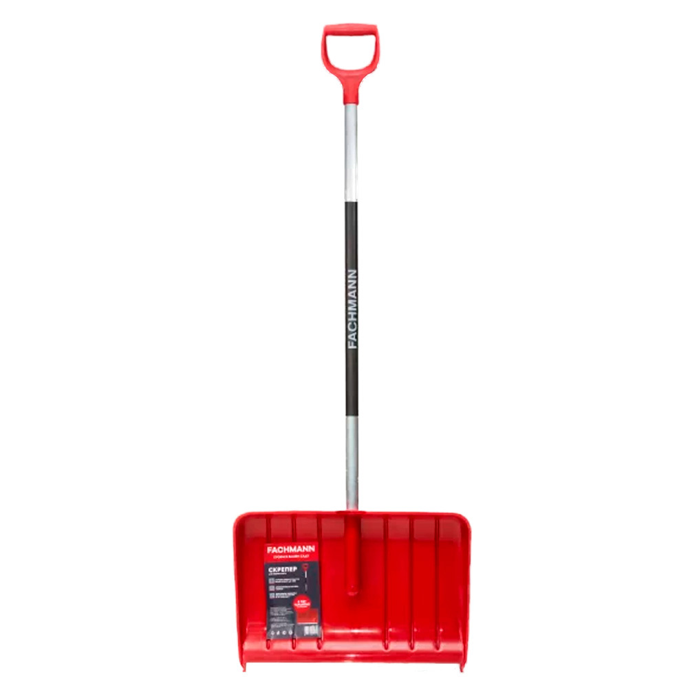 Изображение товара Скрепер для уборки снега FACHMANN 150x55 см бордовый легкий эргономичный зимний инструмент