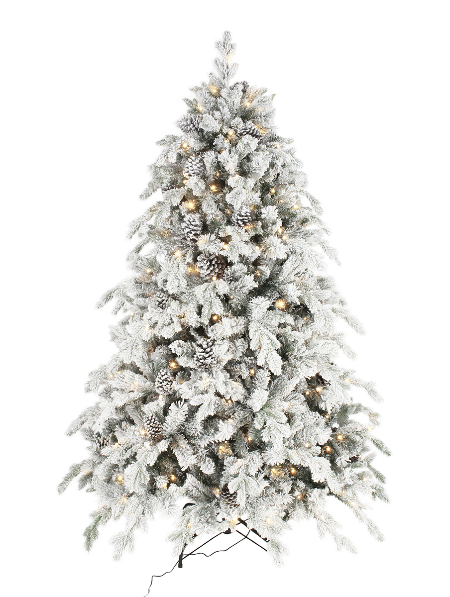 Изображение товара Ель новогодняя искусственная Crystal Queen 210 см заснеженная с шишками и LED подсветкой