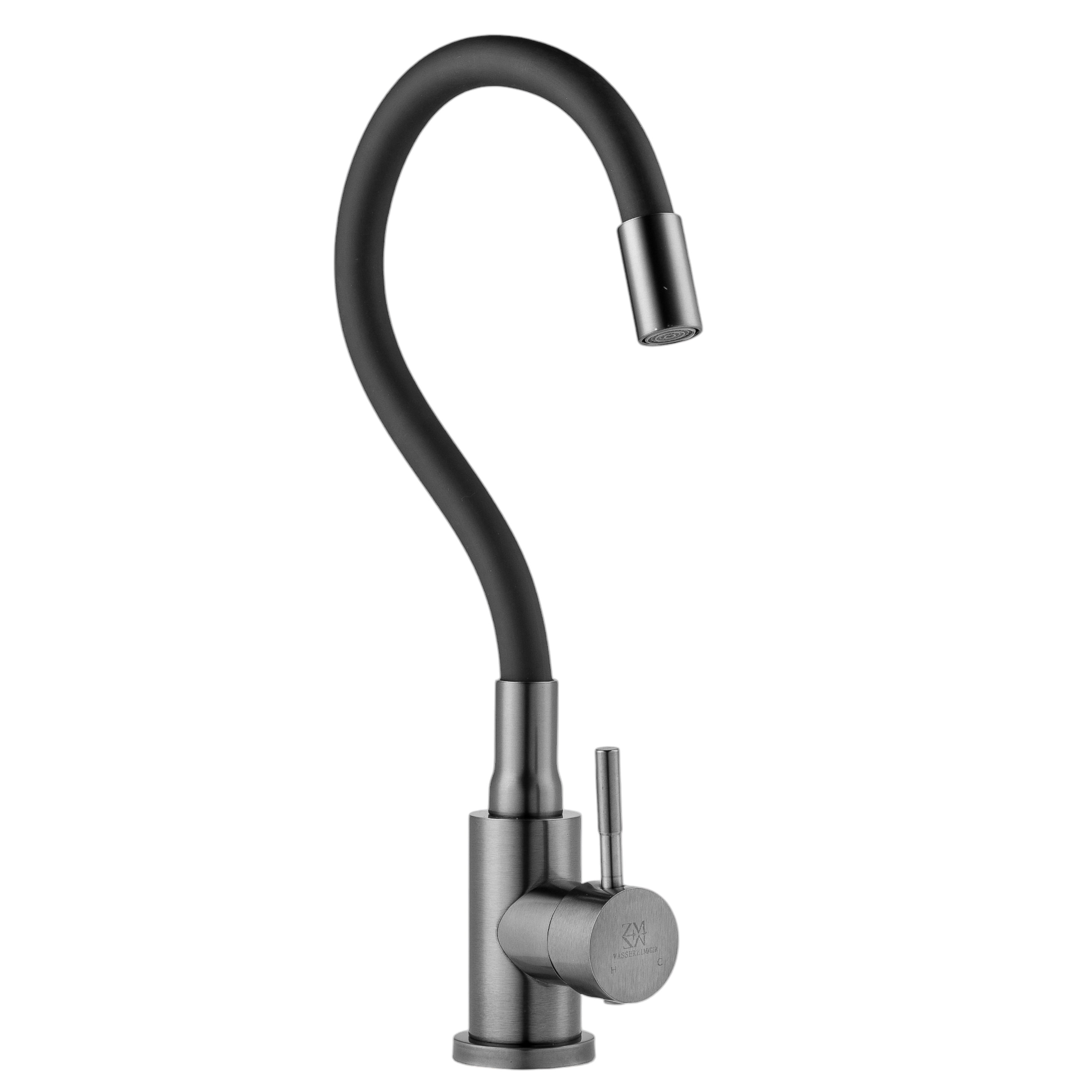 Изображение товара Смеситель для кухни Wasser Zimmer ZM-7728-2Q-767 гибкий излив черный графит
