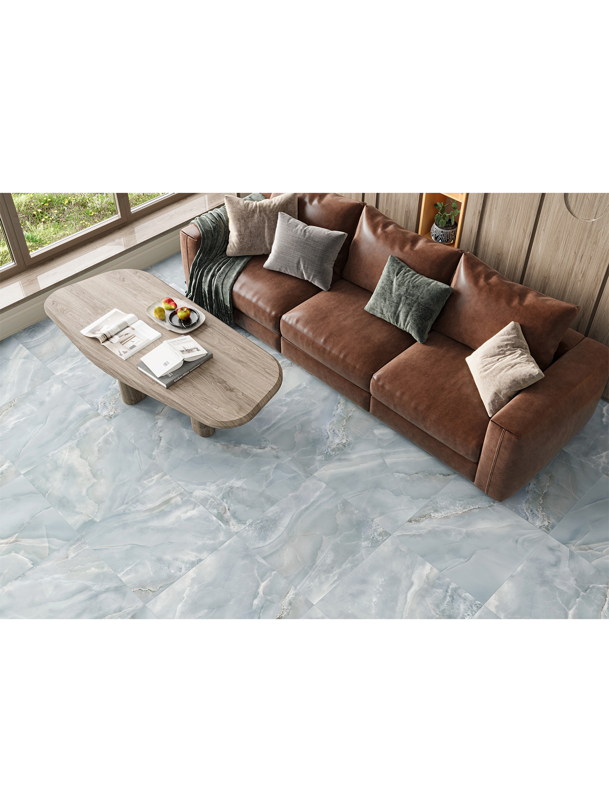 Изображение товара Керамогранит Delacora Onyx 60x60 см серый с полупрозрачными узорами