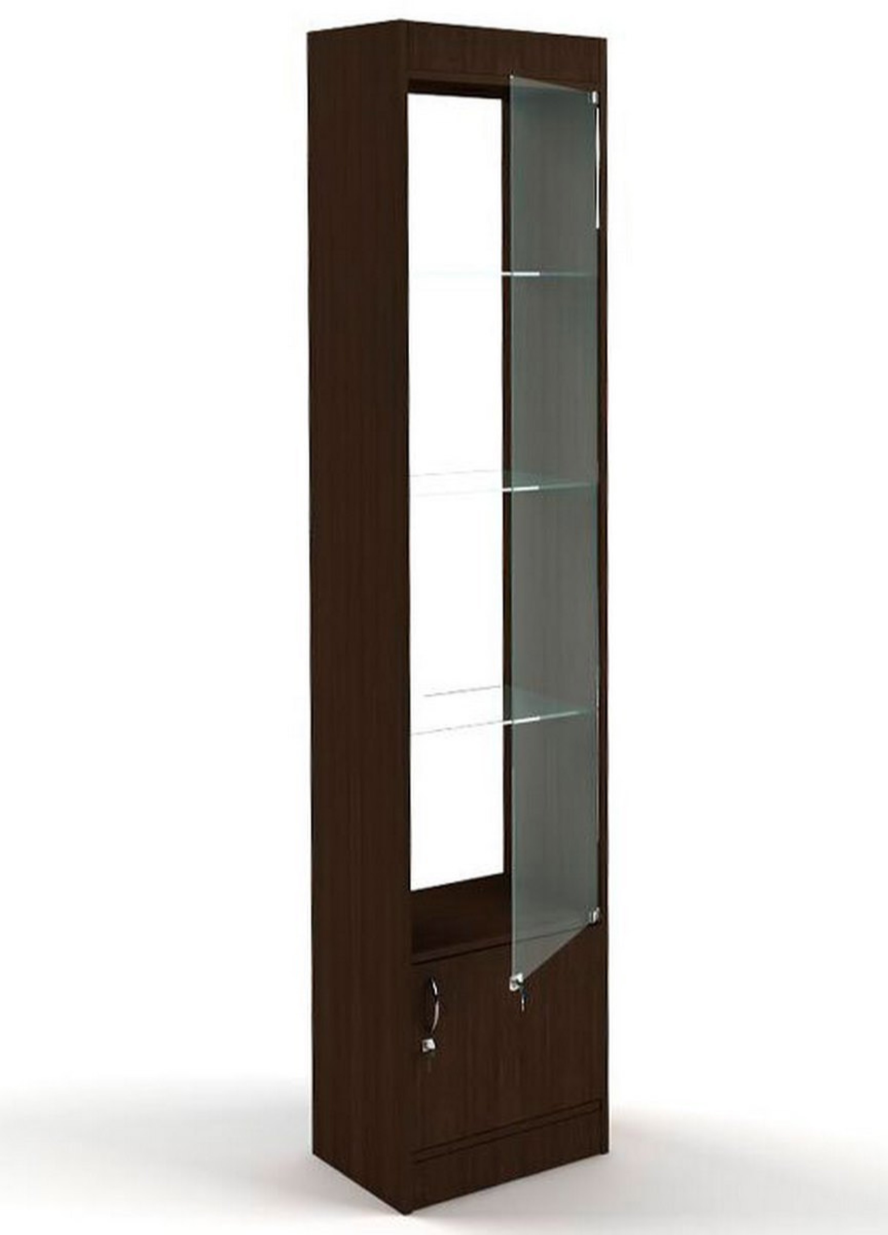 Изображение товара Шкаф-витрина 45x200 см с накопителем и стеклянными полками цвет Венге
