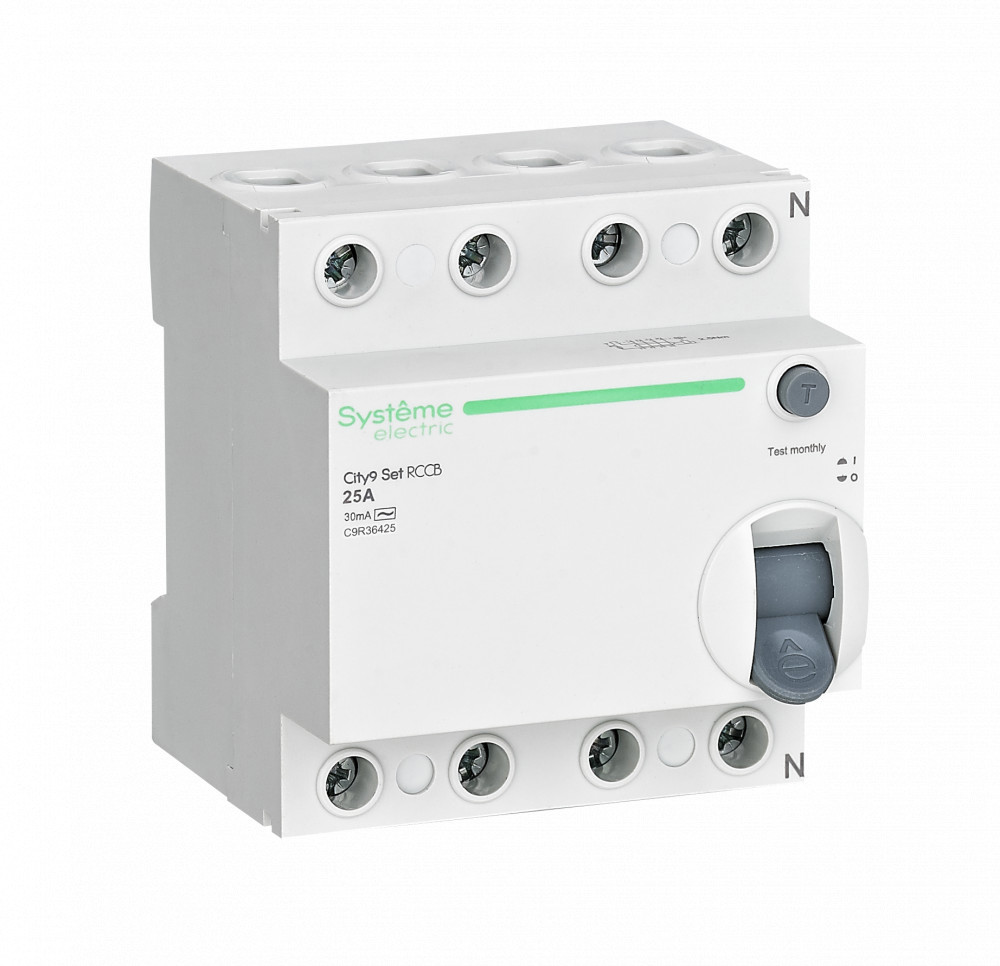 Изображение товара Дифференциальный автомат Systeme electric City9 Set 4P C25 А 30 мА 6 кА C C9R36425