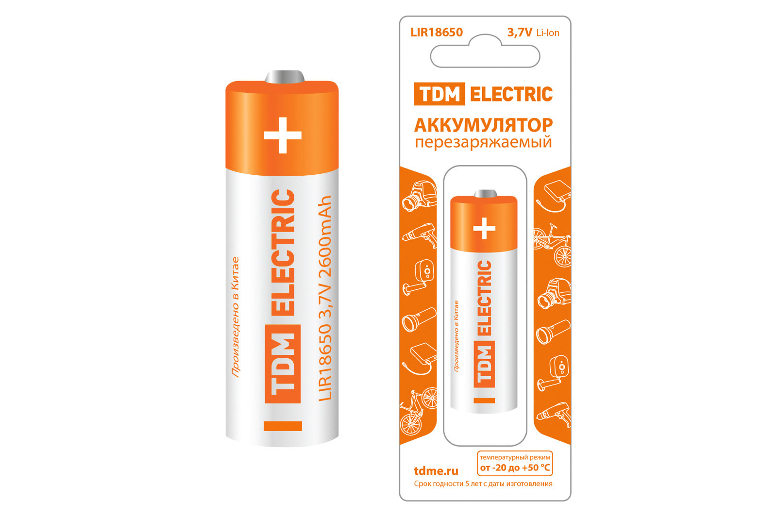 Изображение товара Аккумулятор Tdm electric Li-Ion с защитой LIR18650 2600 мАч 3.7 В