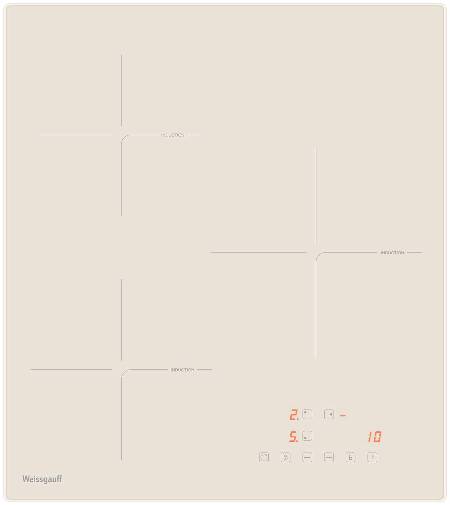 Изображение товара Электрическая варочная панель Weissgauff 683401 HI 430 GA Cross 45 см 3 конфорки цвет бежевый