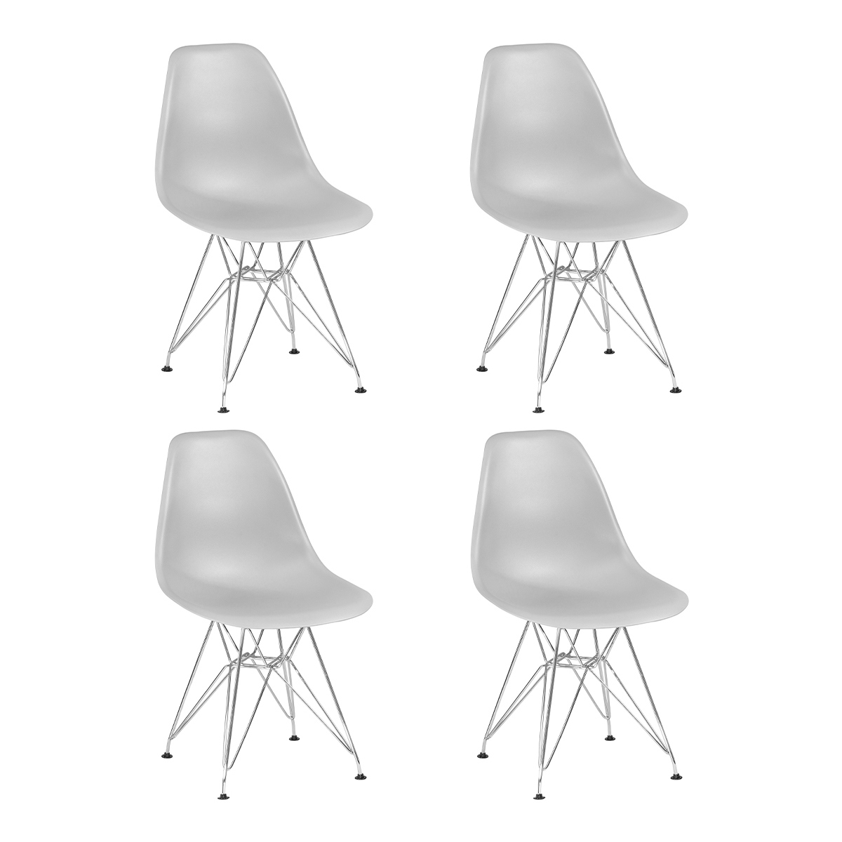 Изображение товара Комплект кухонных стульев 4 шт Dobrin Dsr lmzl-pp638a 46x46x53.5 см пластик цвет светло-серый ножки хром
