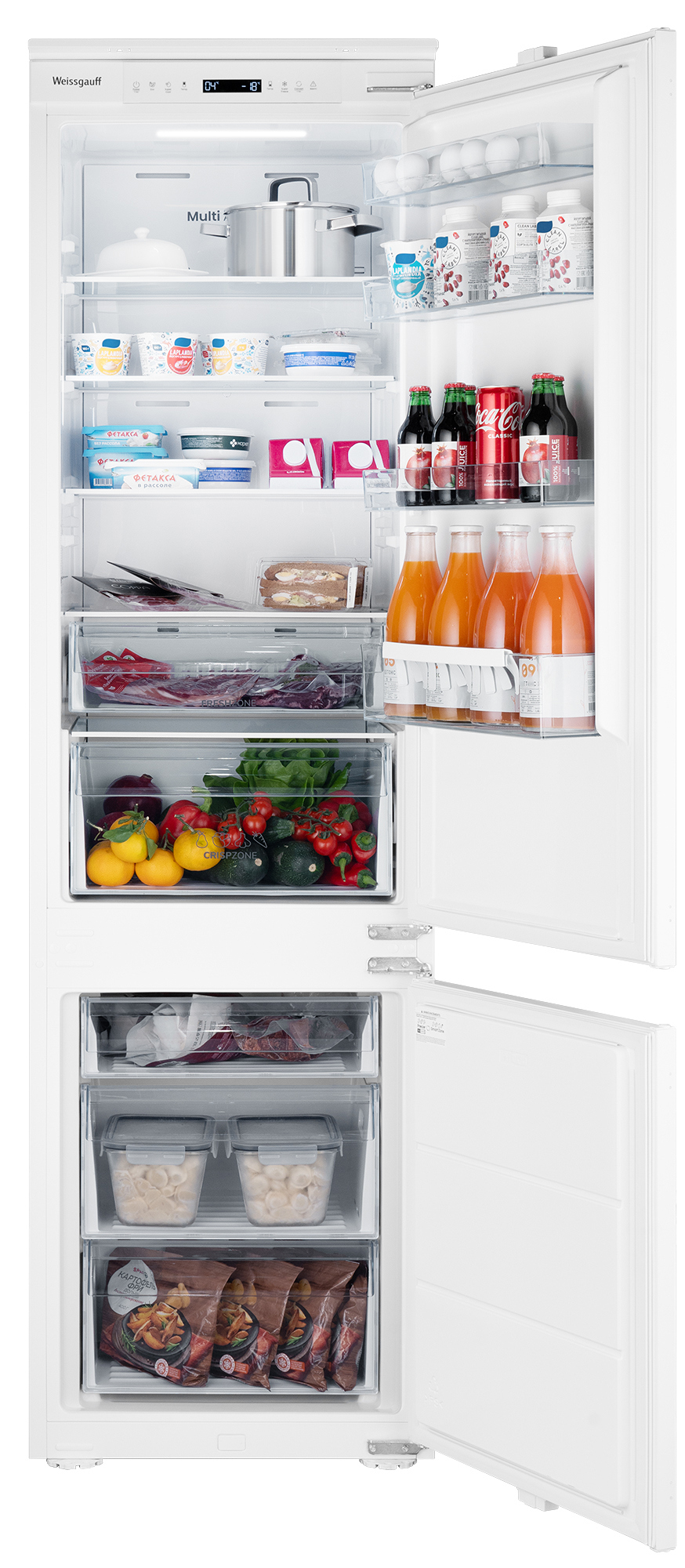 Изображение товара Встраиваемый холодильник Weissgauff 195 Full NoFrost Inverter 54x193.2 см белый