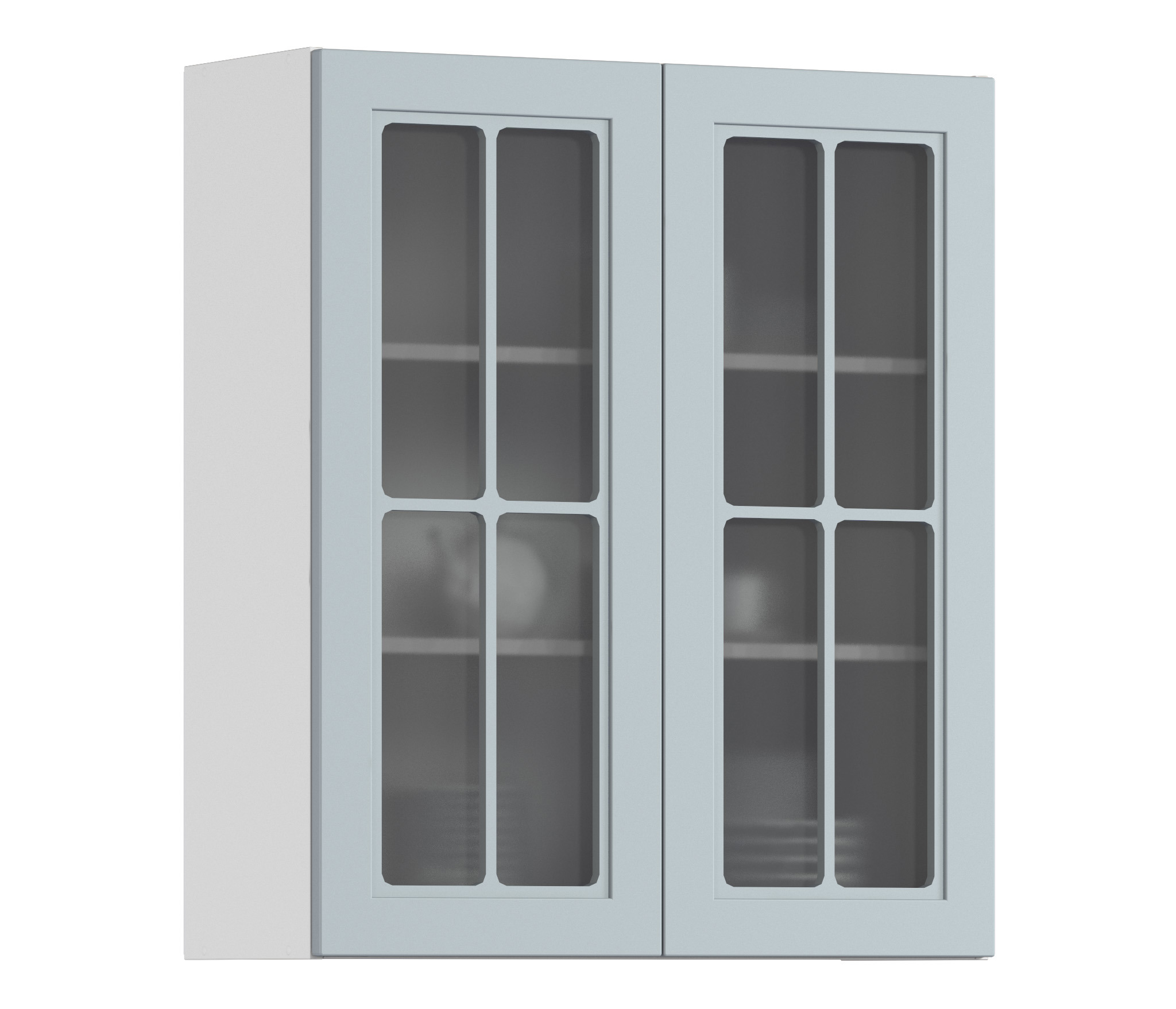 Изображение товара Навесной шкаф Регина Столплит с 2 стеклянными фасадами 80x92x29 см белый серый