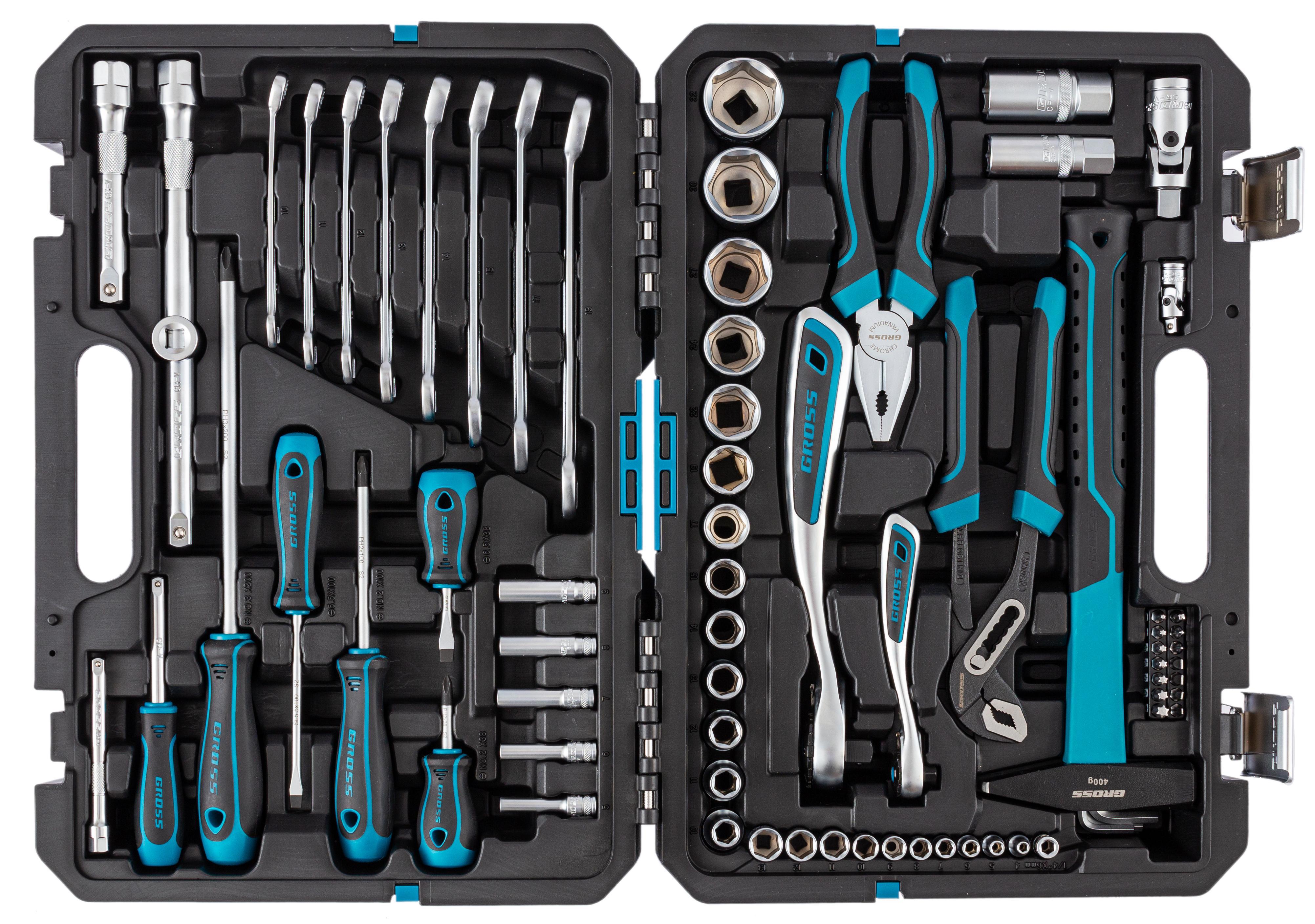 Изображение товара Набор инструментов Gross 14156 76 предметов с кейсом для ремонта автомобиля и техники