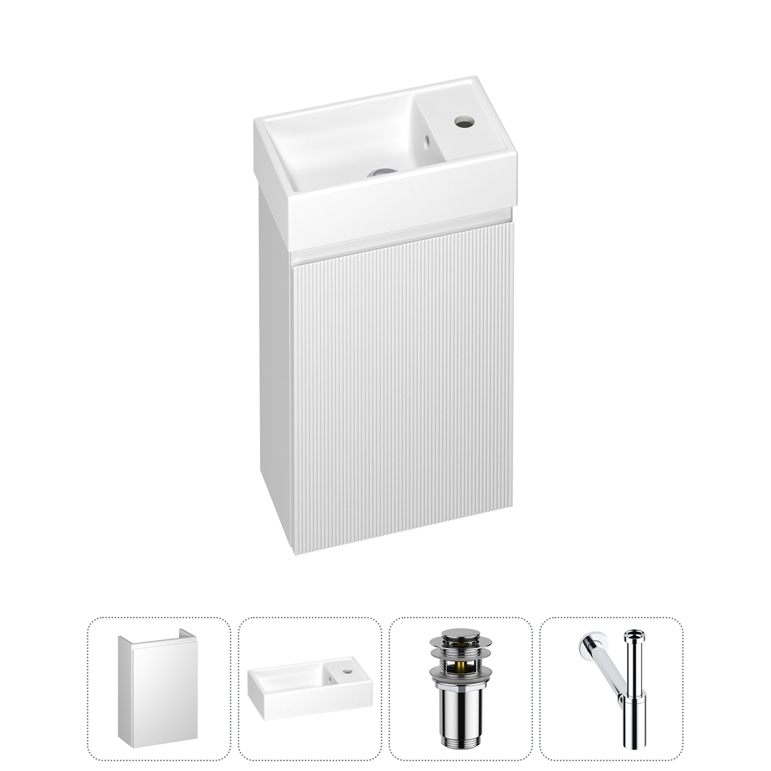 Изображение товара Тумба с раковиной Wellsee WC Area 20216842R, белая подвесная 40 см