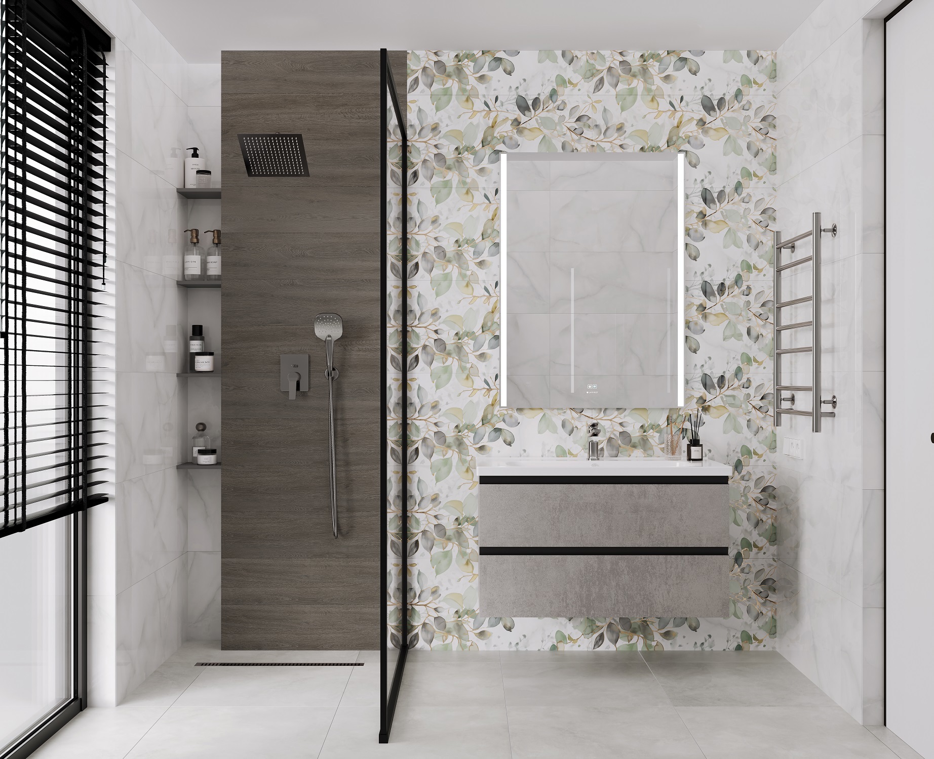 Изображение товара Настенная плитка Laparet Elise Blanco 80x40 см глянцевая белая для кухни и ванной