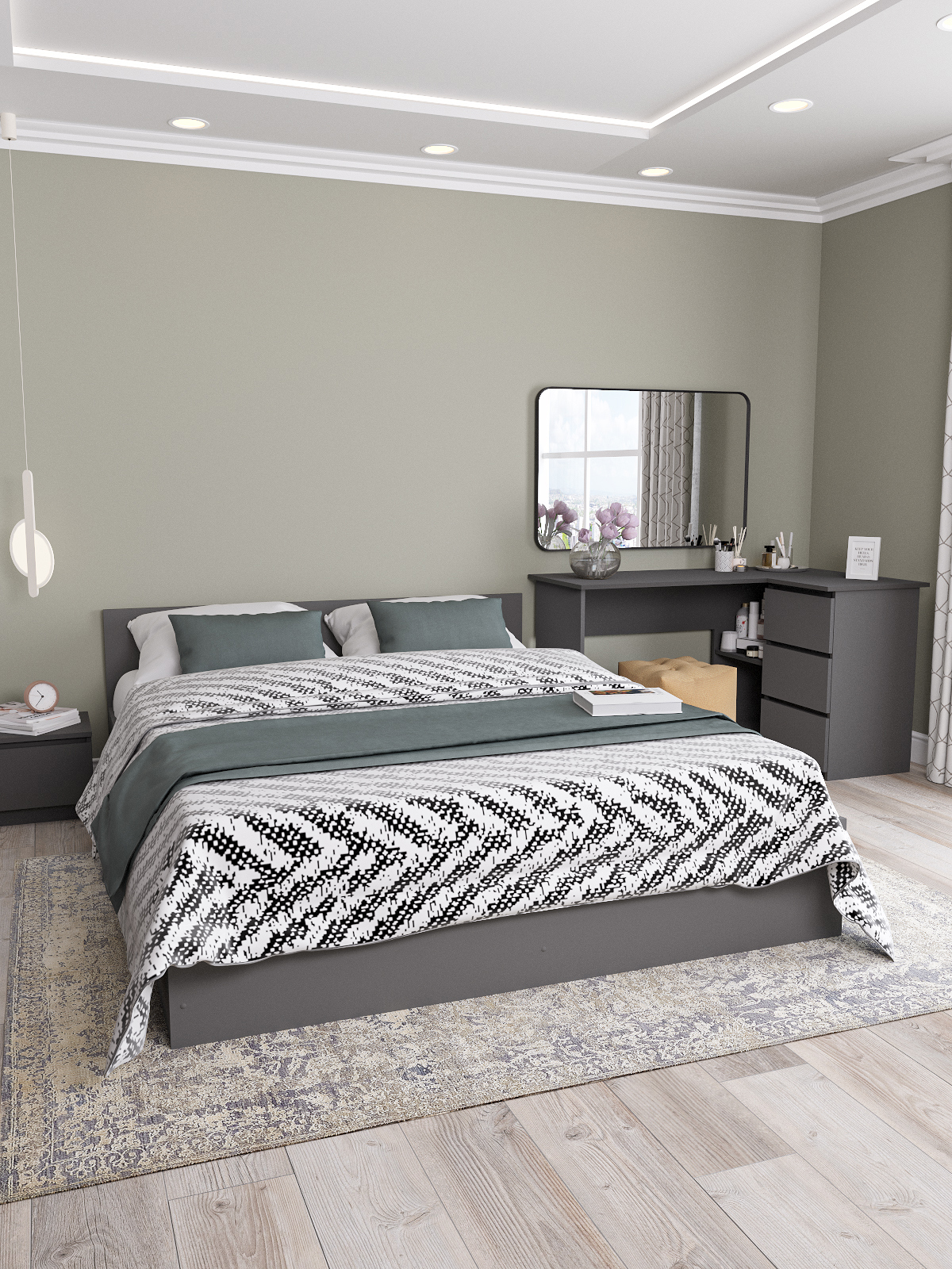 Изображение товара Кровать Дсв мебель 61694 160 x 65 x 30 см ЛДСП цвет графит