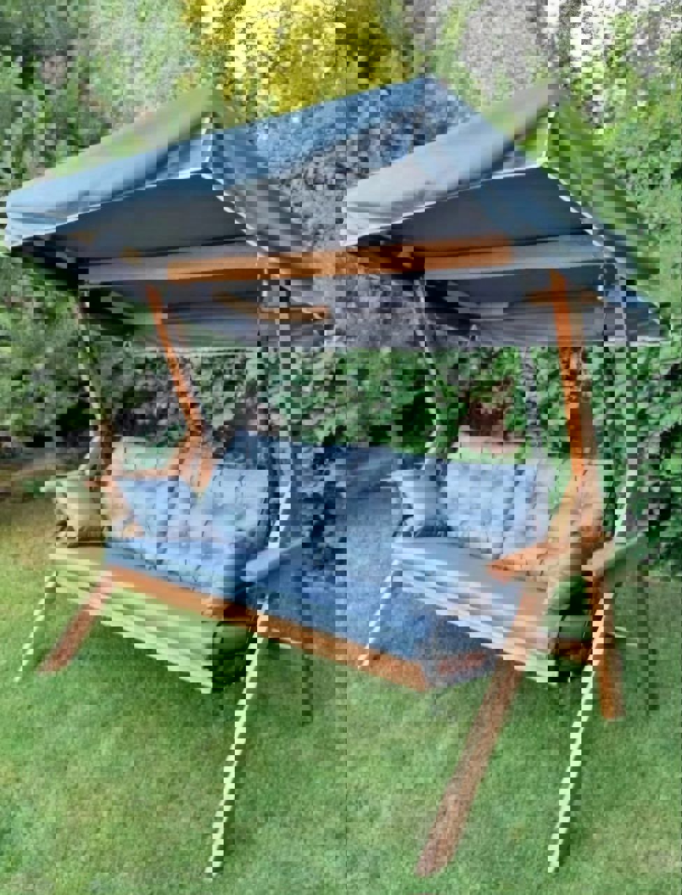 Изображение товара Качели садовые Laura outdoor Korsira 3-х местные до 350 кг серый серебристый