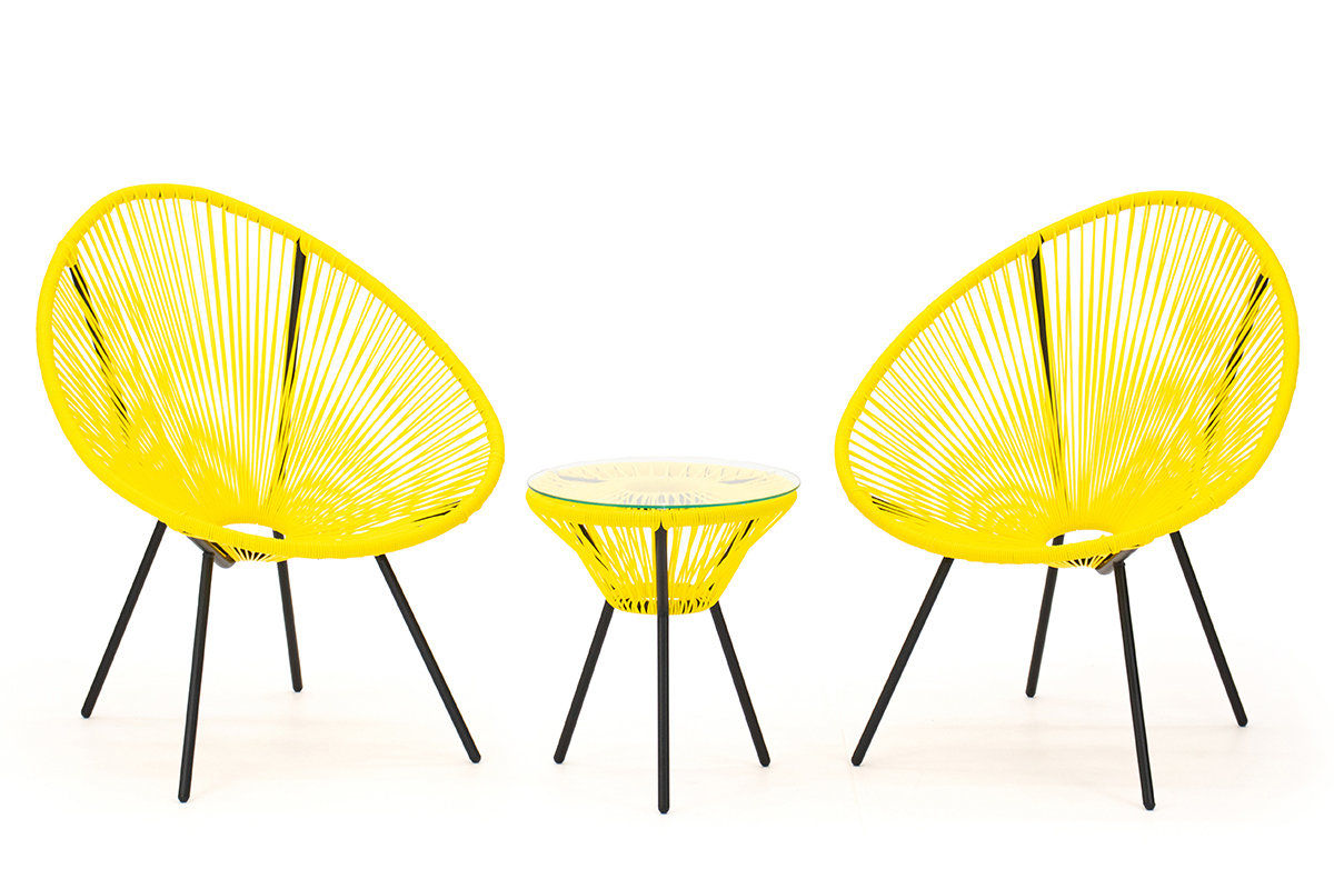 Изображение товара Набор садовой мебели для отдыха Kornera Акапулько желтый искусственный ротанг 3 предмета