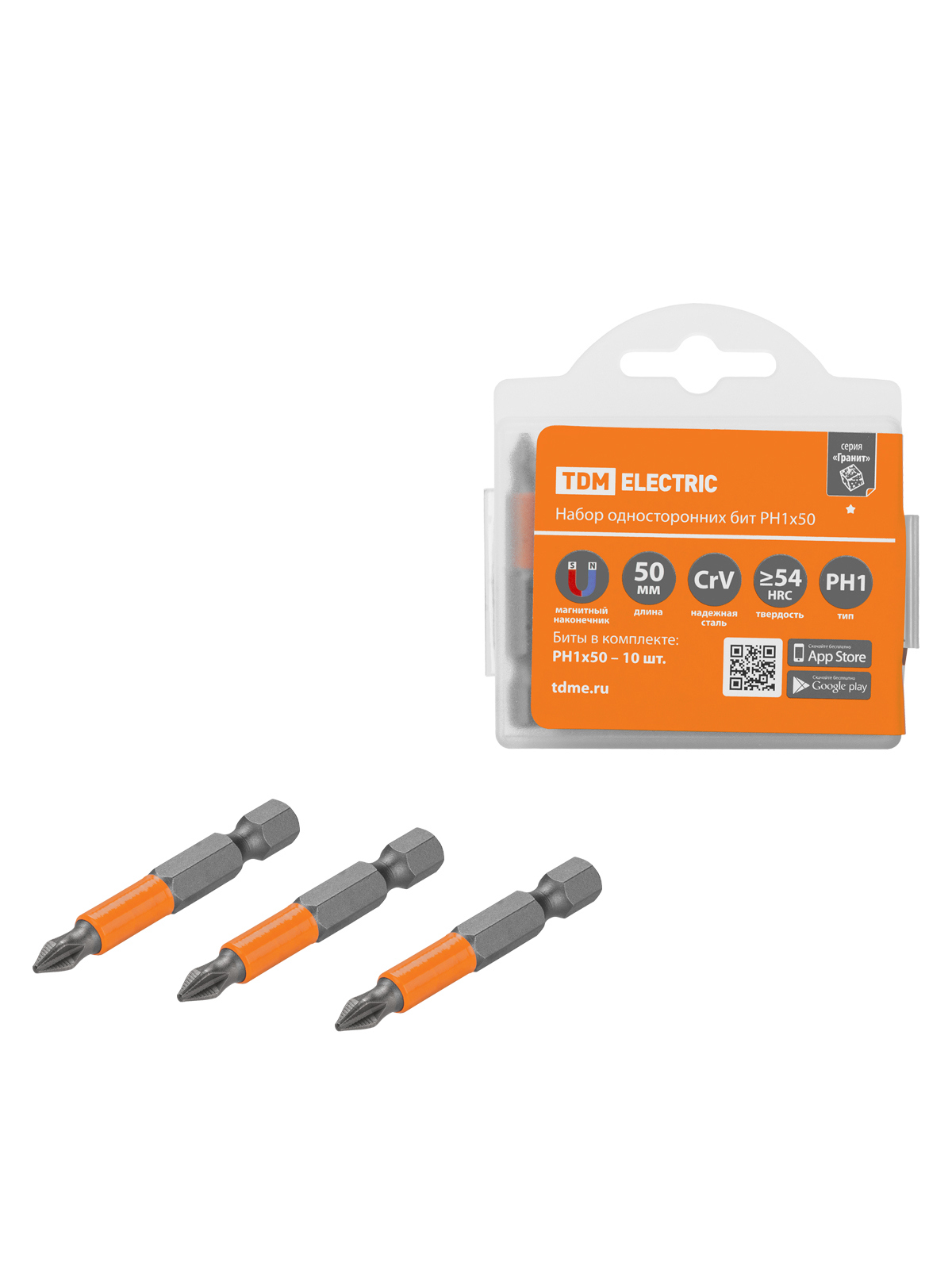 Изображение товара Бита крестовая TDM Electric SQ1019-0324 PH1x50 мм, 10 шт