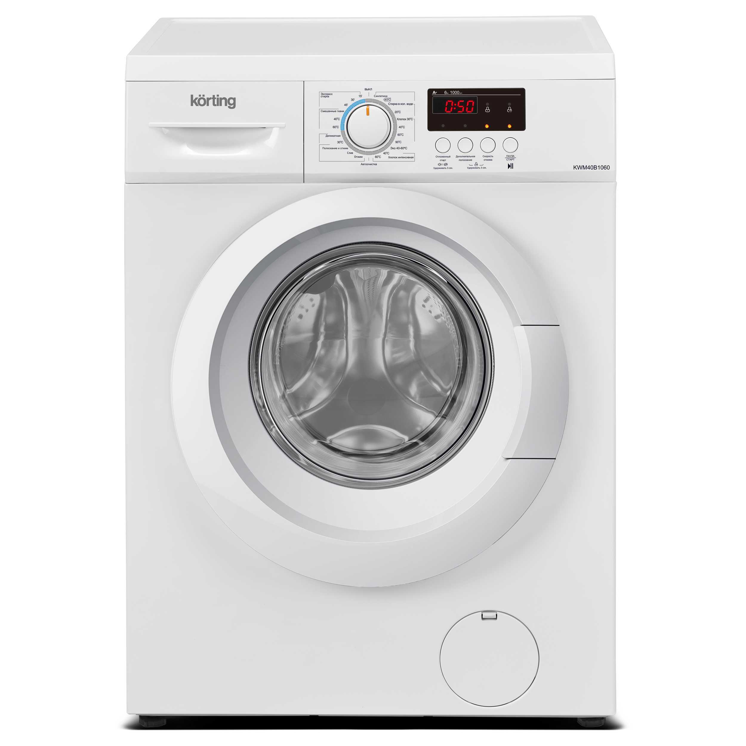 Изображение товара Стиральная машина Korting KWM 40B1060 6 кг белая фронтальная энергосберегающая