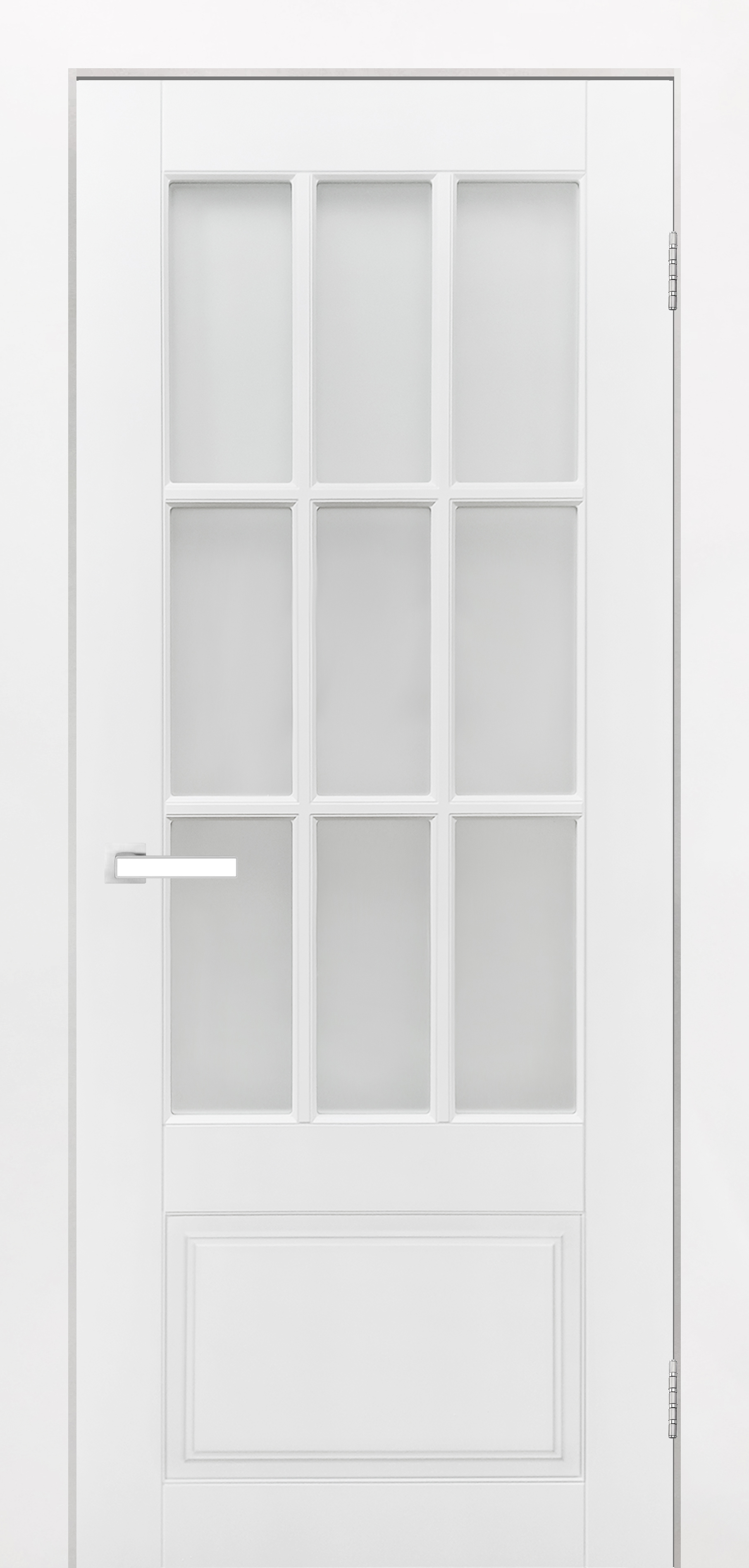 Изображение товара Комплект межкомнатной двери Легенда Лацио остеклённая 200x80см эмаль цвет белый с коробом и наличниками