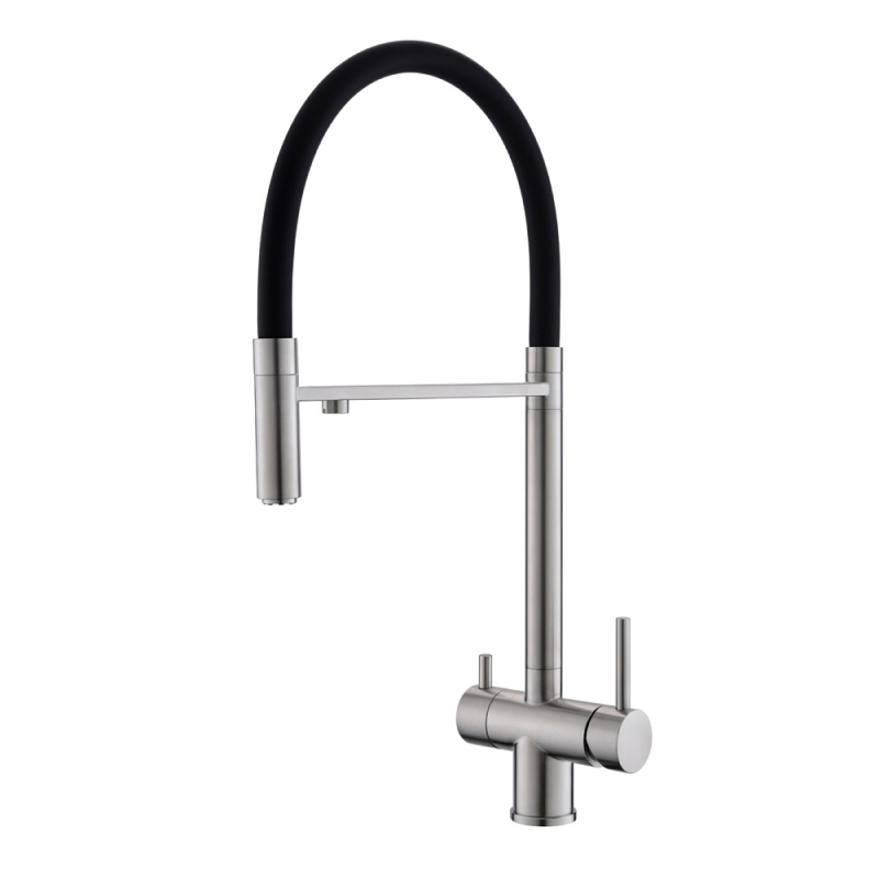 Изображение товара Смеситель для кухни Wesnaart EKO05-160-LM гибкий излив сатиновый черный