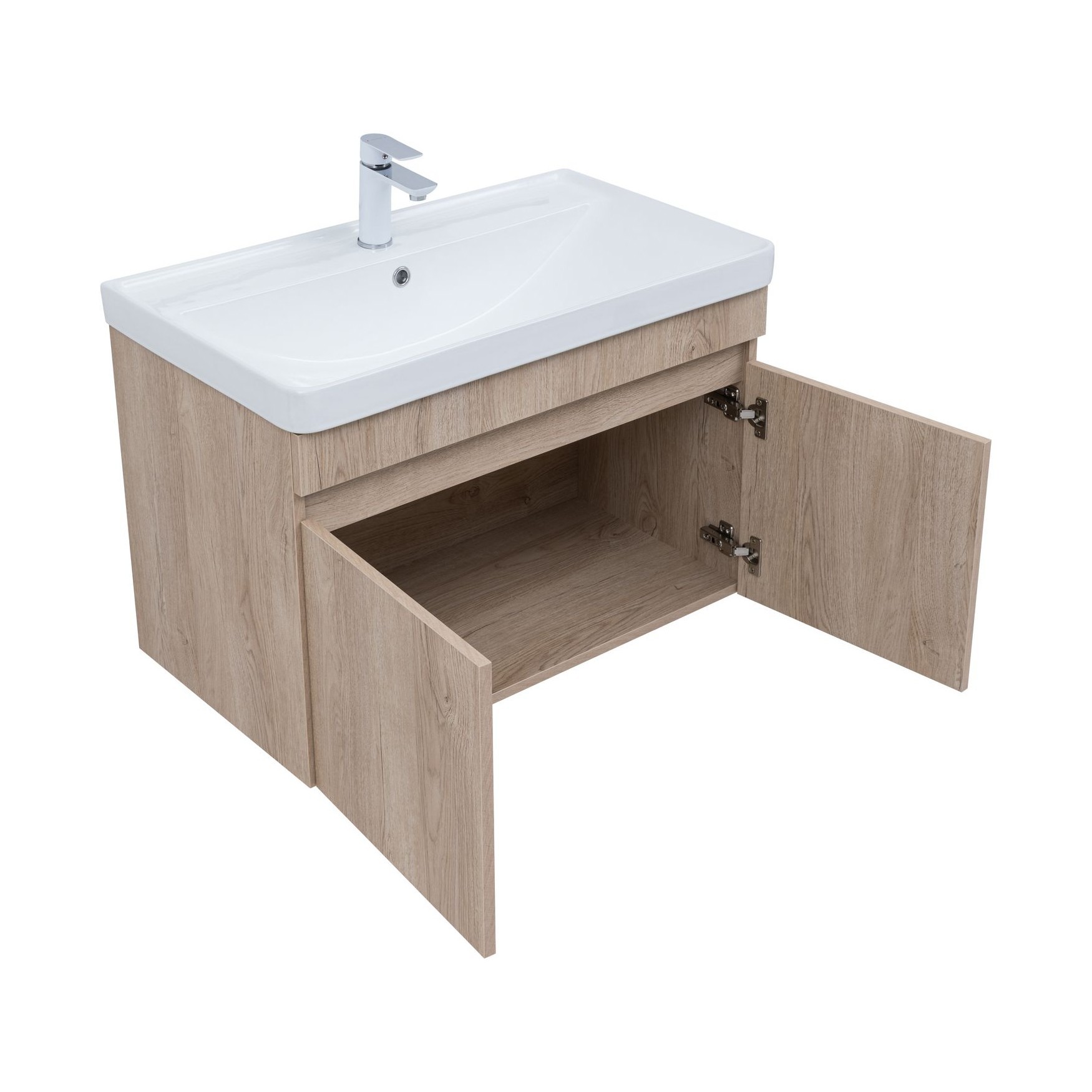 Изображение товара Тумба под раковину Aquanet Оптима дуб светлый 78.8 см водостойкая мебель для ванной комнаты