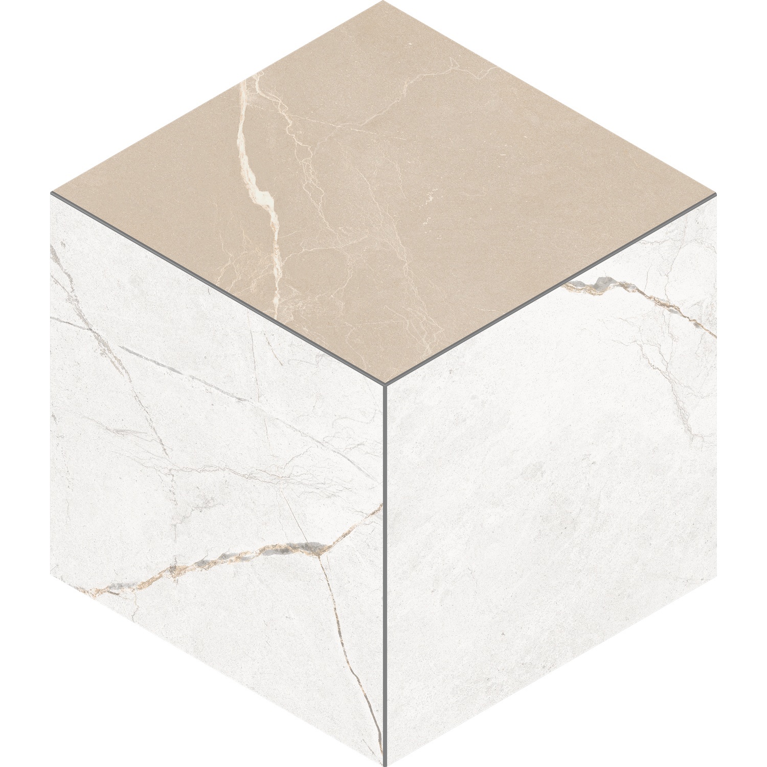 Изображение товара Декоративная мозаика из керамогранита Estima Nolana NL00/NL01 29x25 см Куб мрамор