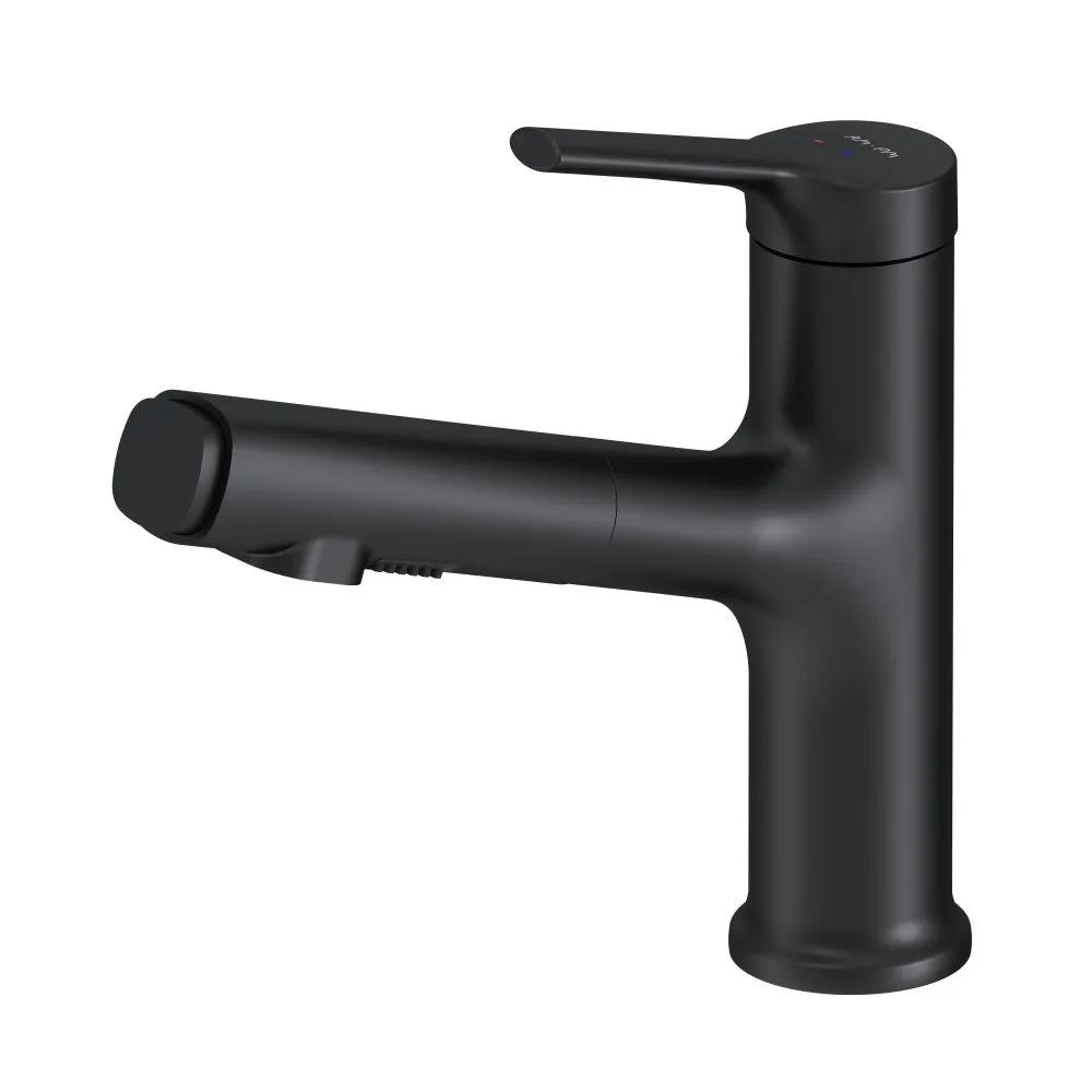 Изображение товара Смеситель для раковины Am.pm F85B02922 X-Joy S с вытяжным изливом цвет черный матовый