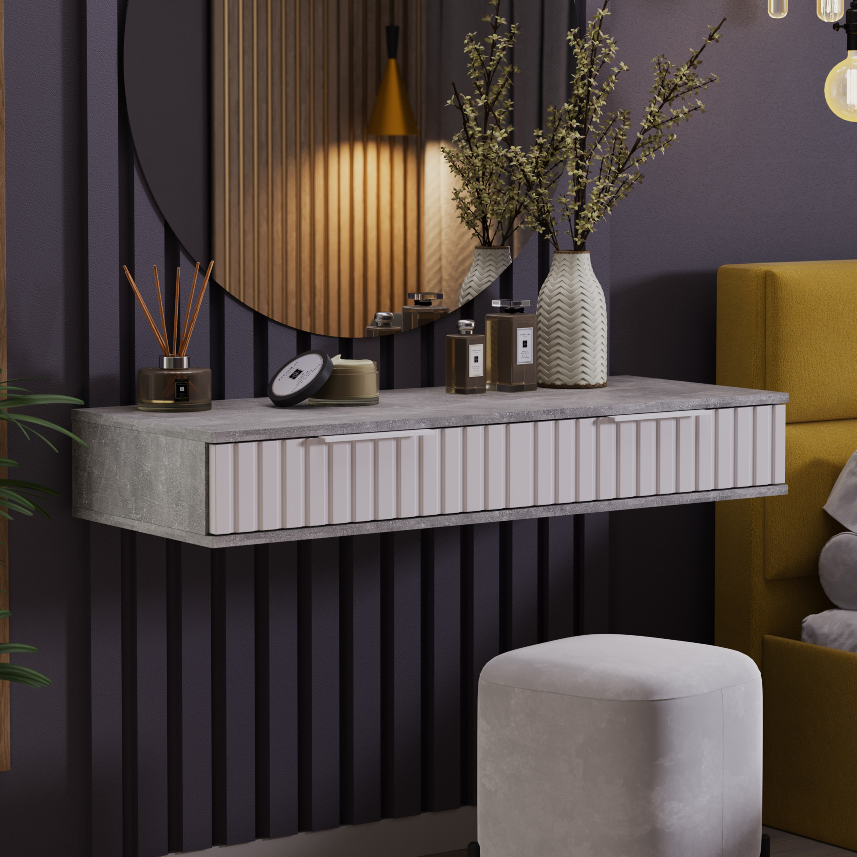 Изображение товара Туалетный столик Трия Хилтон 110x17x43 см цвет ателье светлое