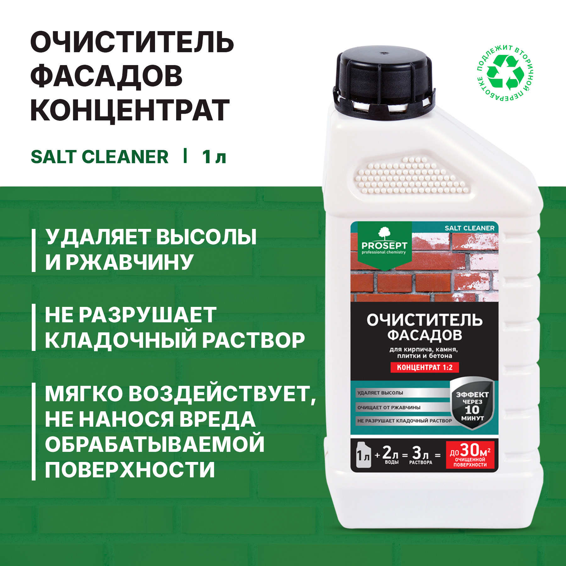 Изображение товара Очиститель высолов для фасадов Prosept Salt Cleaner концентрат 1:2 1 л Изображение товара Очиститель высолов для фасадов Prosept Salt Cleaner концентрат 1:2 1 л