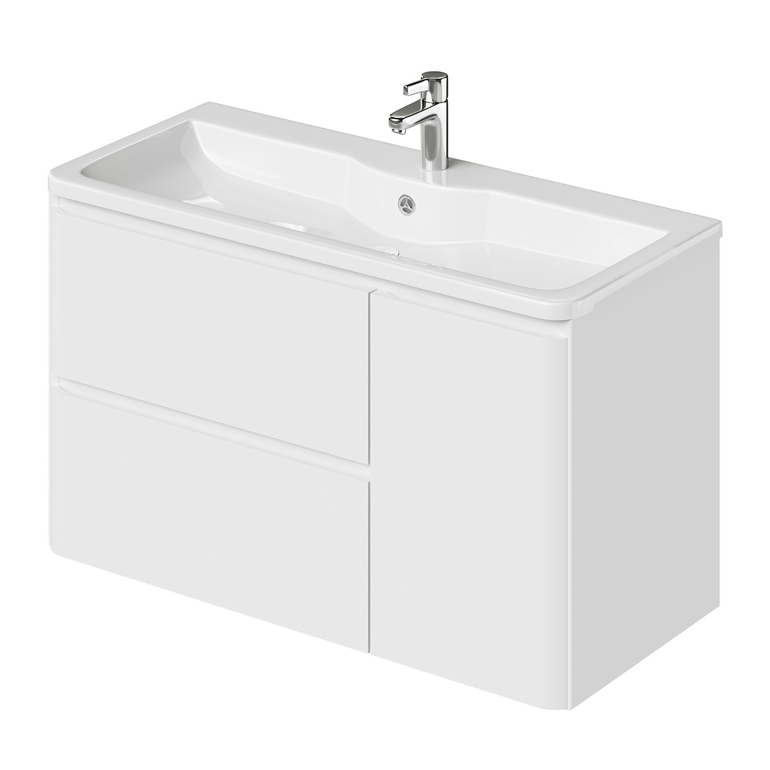 Изображение товара Тумба с раковиной Итана Roberto 2Я 1С 100 100.2x45x60.6 подвесная цвет эмаль белый глянец