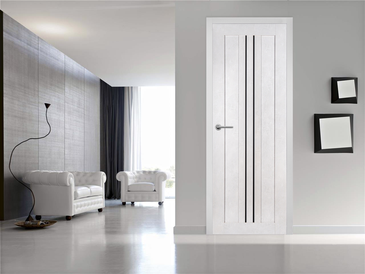 Изображение товара Межкомнатная дверь Лесма стиль Рондо 12 глухая 200x80см с коробом и наличниками