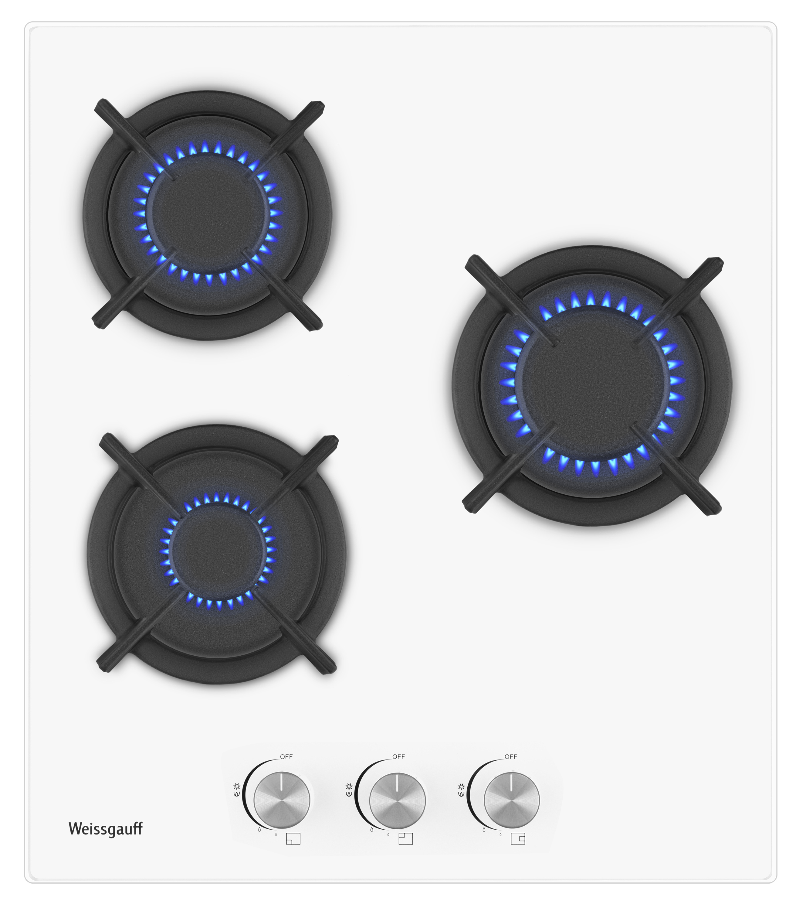 Изображение товара Варочная панель Weissgauff HG 430 WGH 45 см 3 конфорки цвет белый