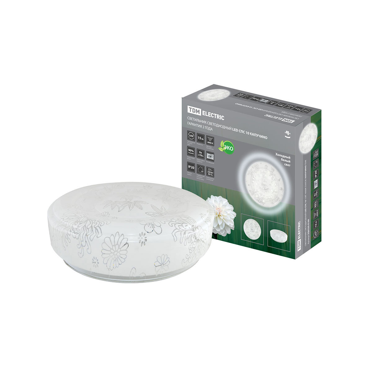 Изображение товара Настенно-потолочный светодиодный светильник Tdm Electric 15 Вт 4000K белый