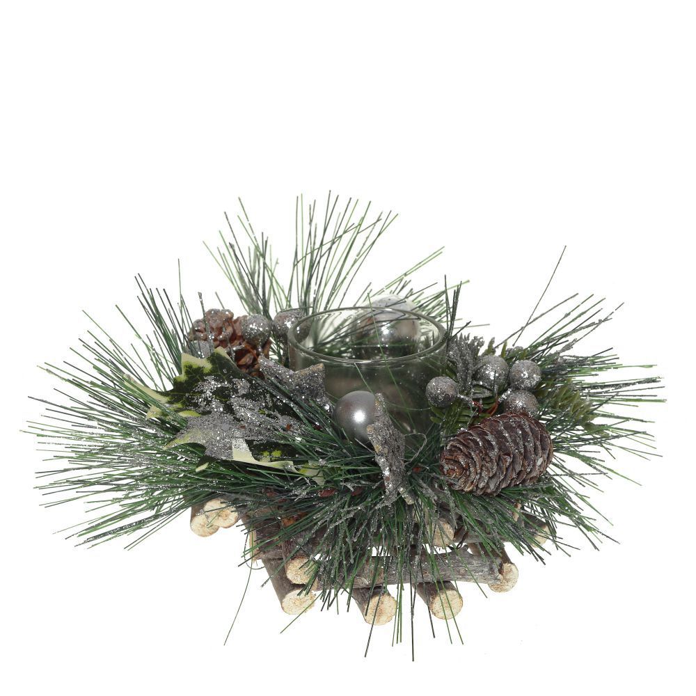 Изображение товара Новогодний еловый венок 22x9.5x22 см декоративный для праздника
