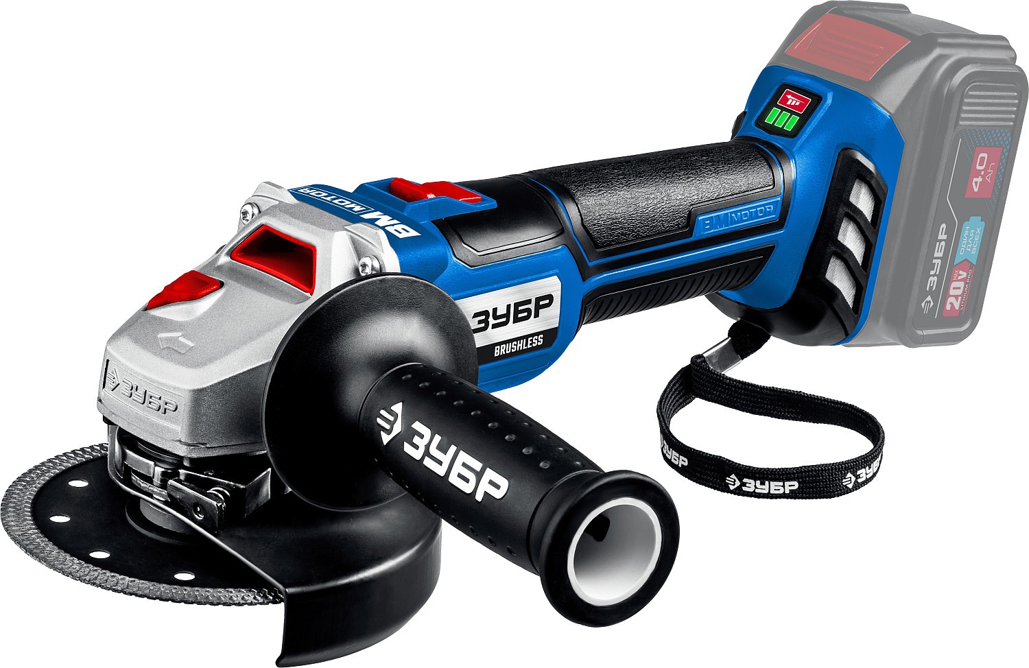 Изображение товара УШМ аккумуляторная Зубр AB-125 20 В Li-Ion 125 мм