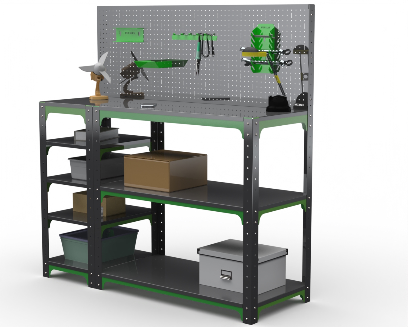 Изображение товара Стол-верстак Metalex Kit 204086 950x1400x400 мм с боковыми полками