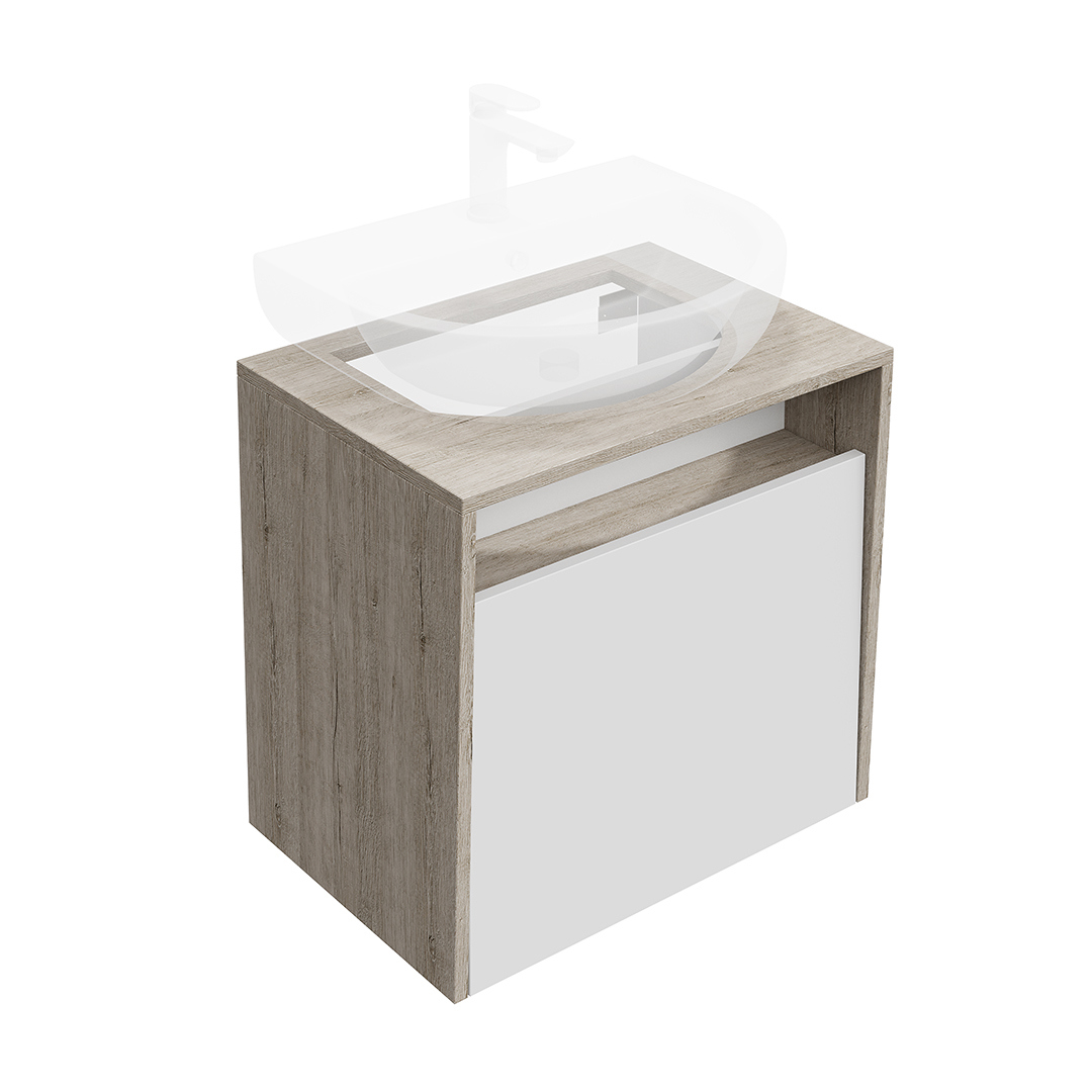 Изображение товара Тумба под раковину Kerama Marazzi PRO.60.1 WHT 60 см белая с ящиком и полкой