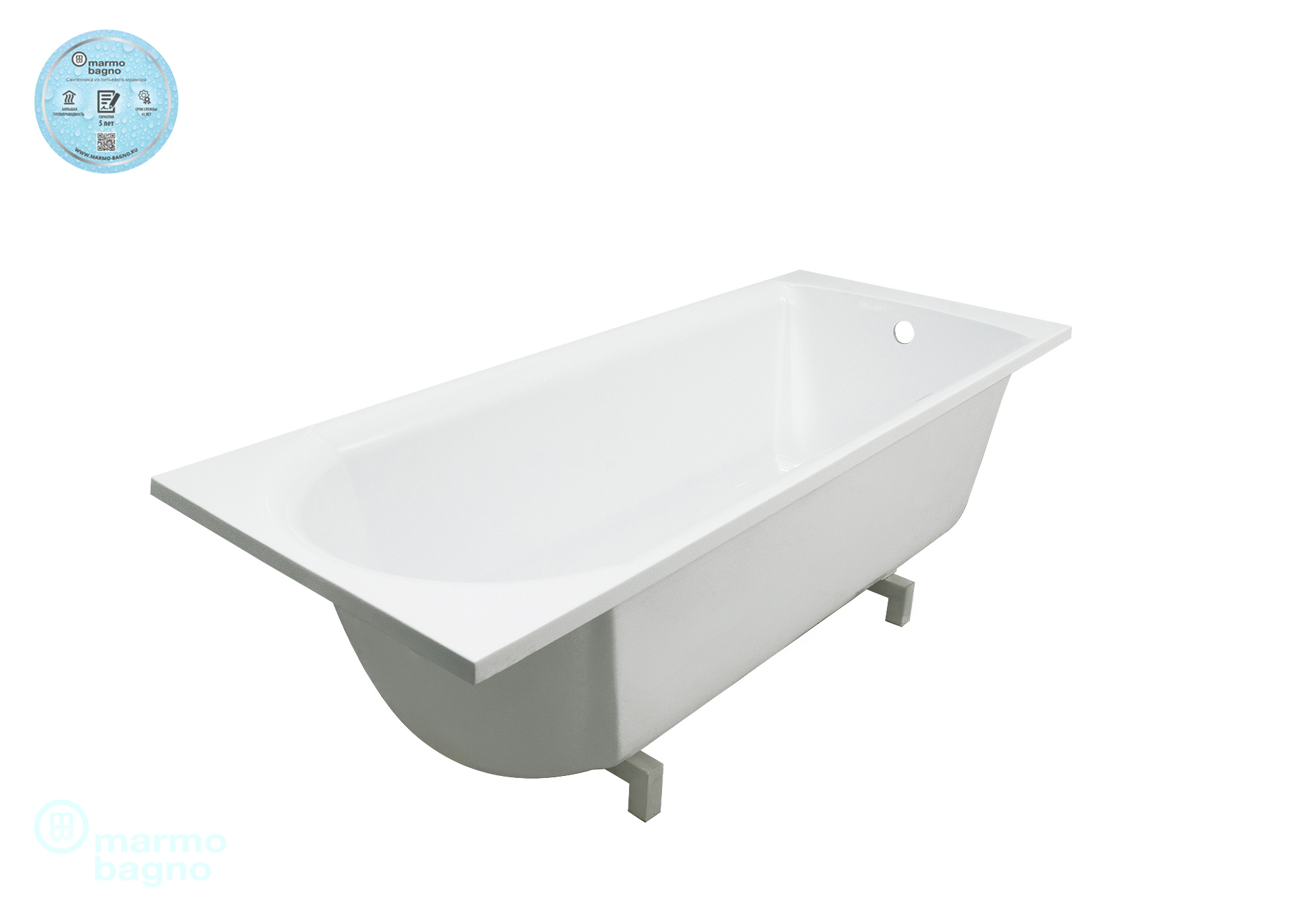 Изображение товара Прямоугольная ванна Marmo Bagno MB-GL170-80 искусственный камень 170x80см