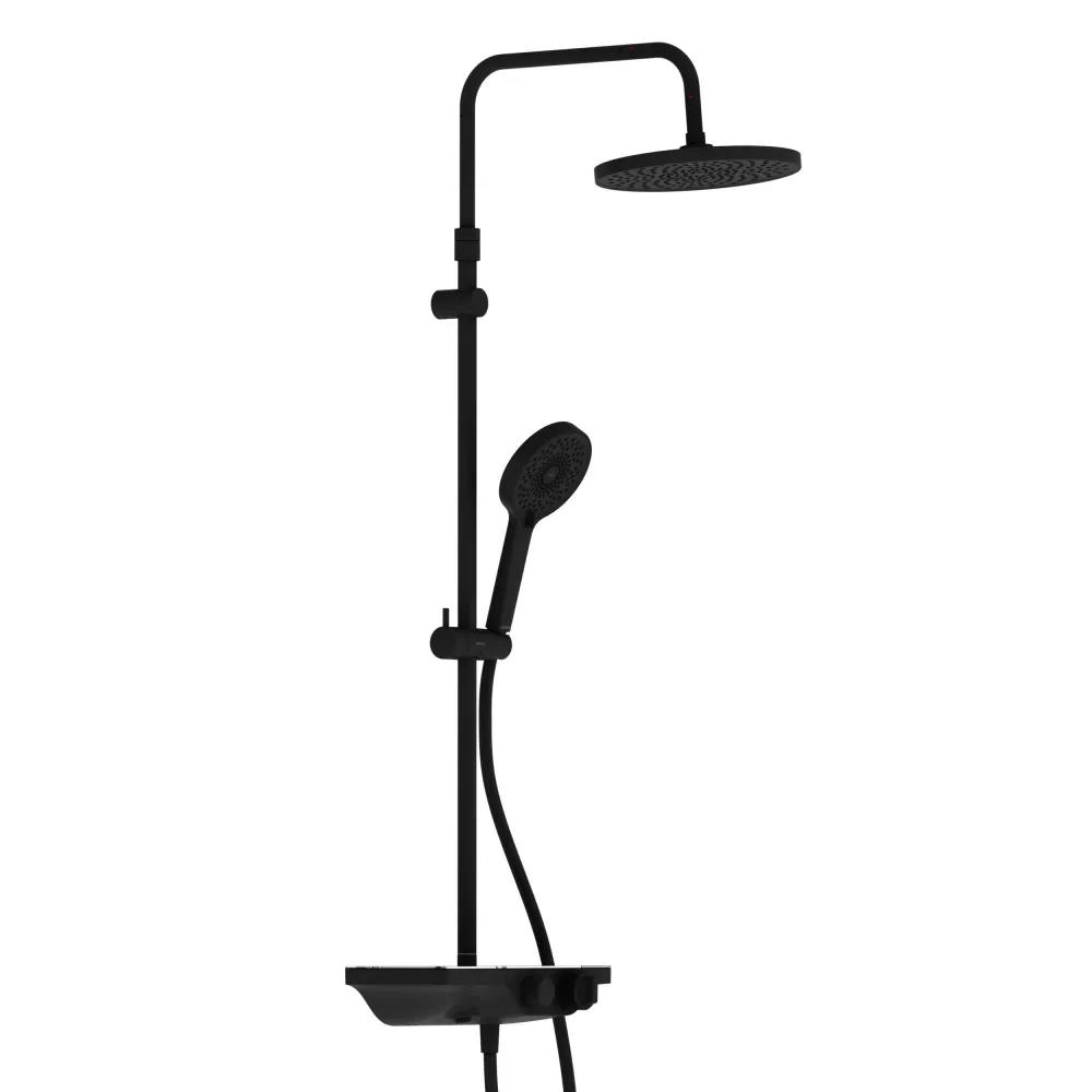 Изображение товара Душевая система Damixa Apollo с термостатом черная 145 см с верхним душем 220 мм и регулировкой