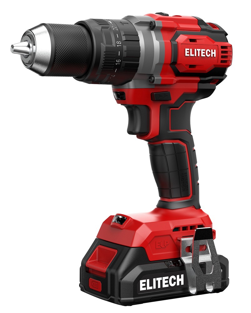 Изображение товара Аккумуляторная дрель шуруповерт Elitech ДА 20УБЛ2 20 В с ударом и большим комплектом