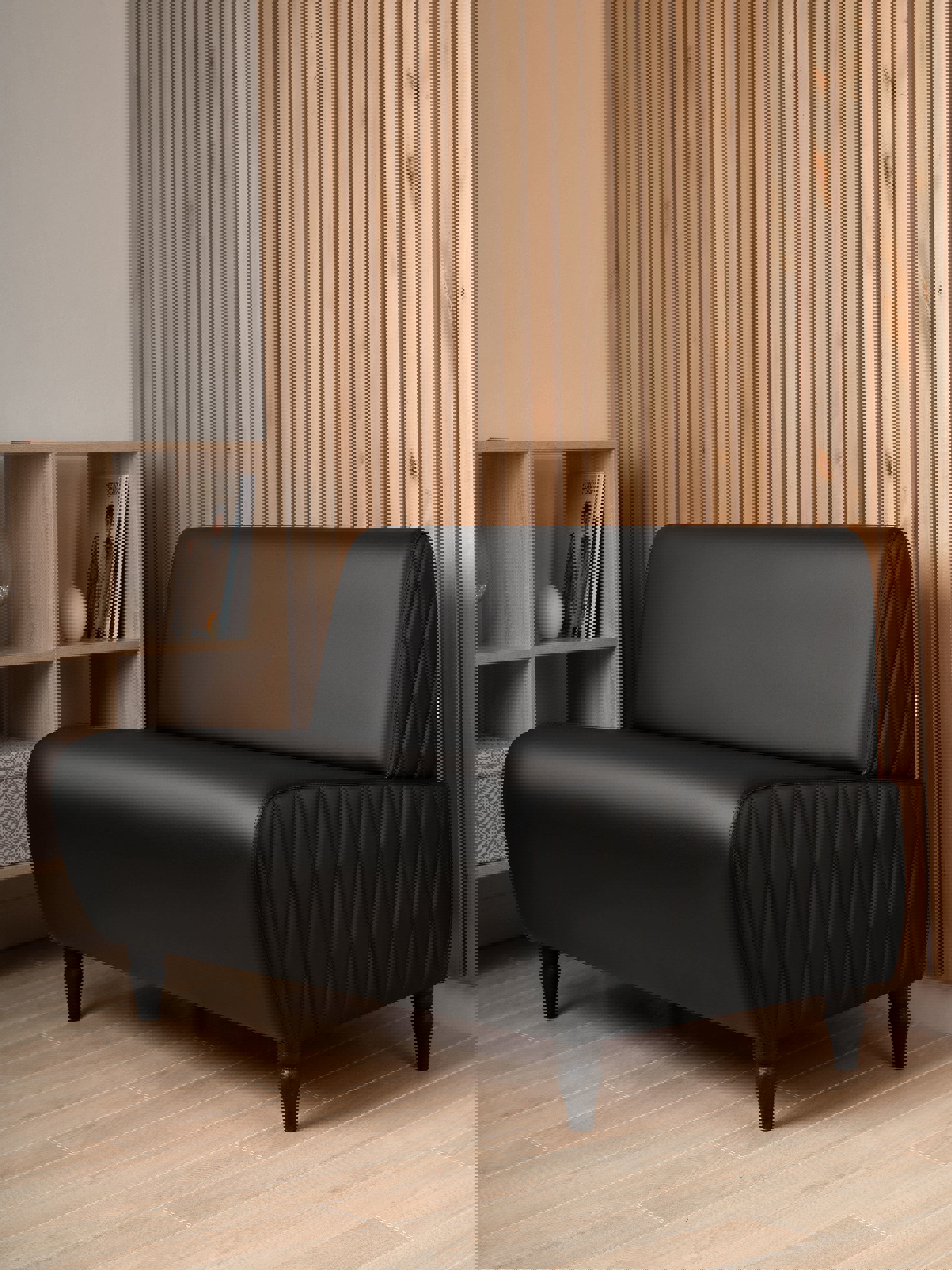 Изображение товара Компактный черный диван Monofix Буно Mn73_1 из эко-кожи для дома и офиса