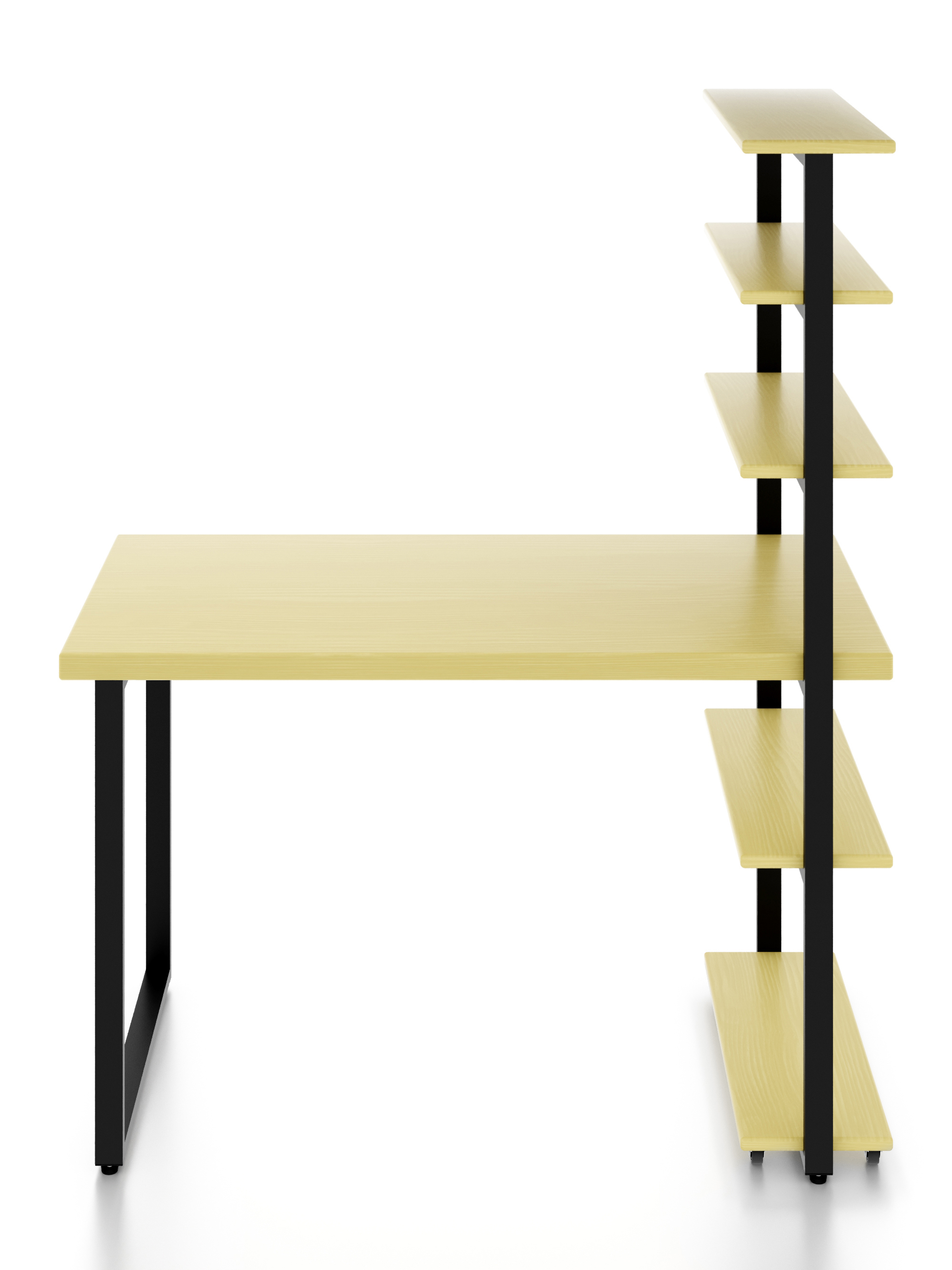 Изображение товара Стол Solarius loft 5 полок столешница 40 мм 80x145x110 см черные металлические ножки сосна цвет ванильный