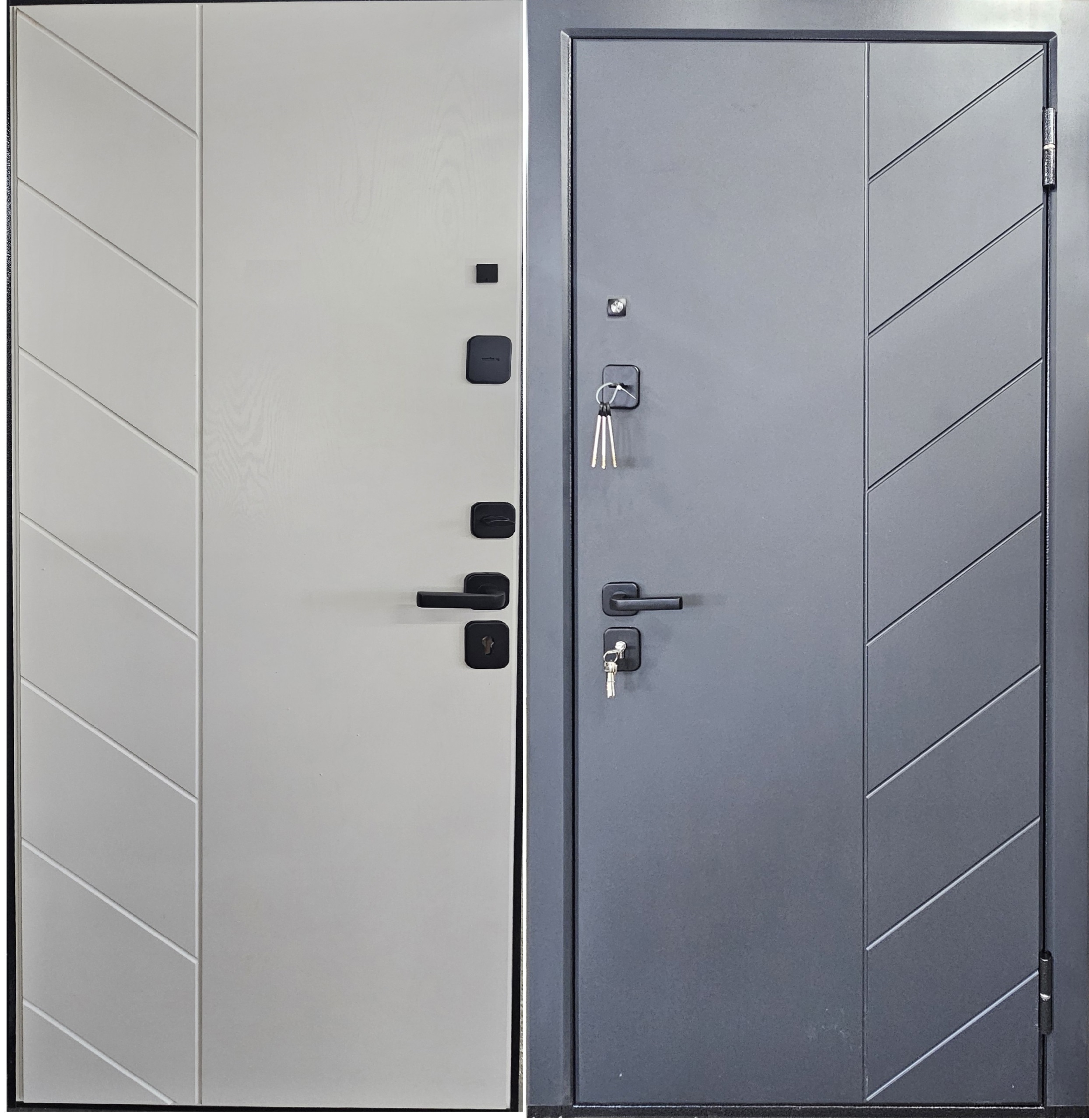 Изображение товара Входная дверь Меги Home 1 правый 205x97см цвет серый/белый