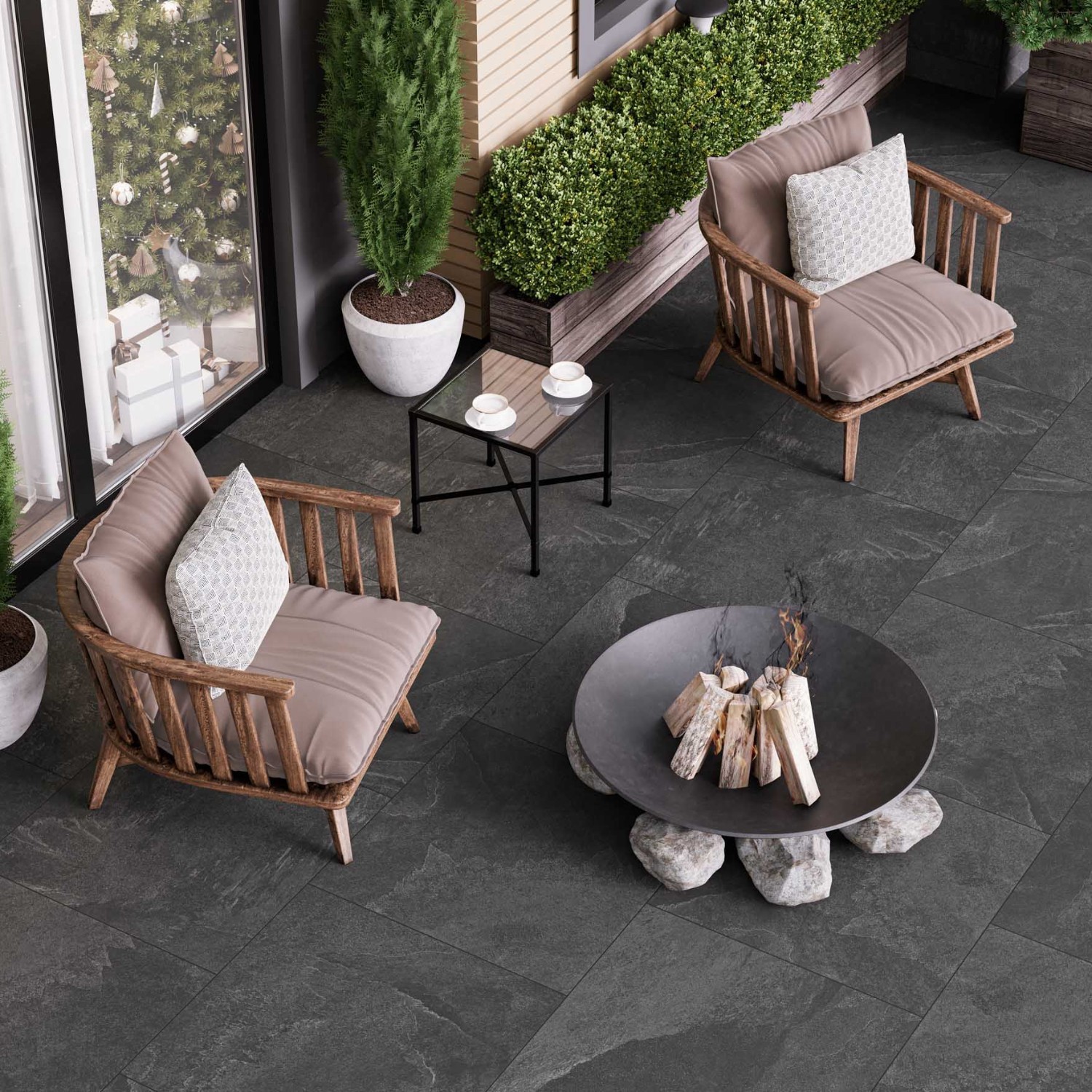 Изображение товара Керамогранит Estima Terra TE04 60x60 см черный, неполированный, наружное и внутреннее использование