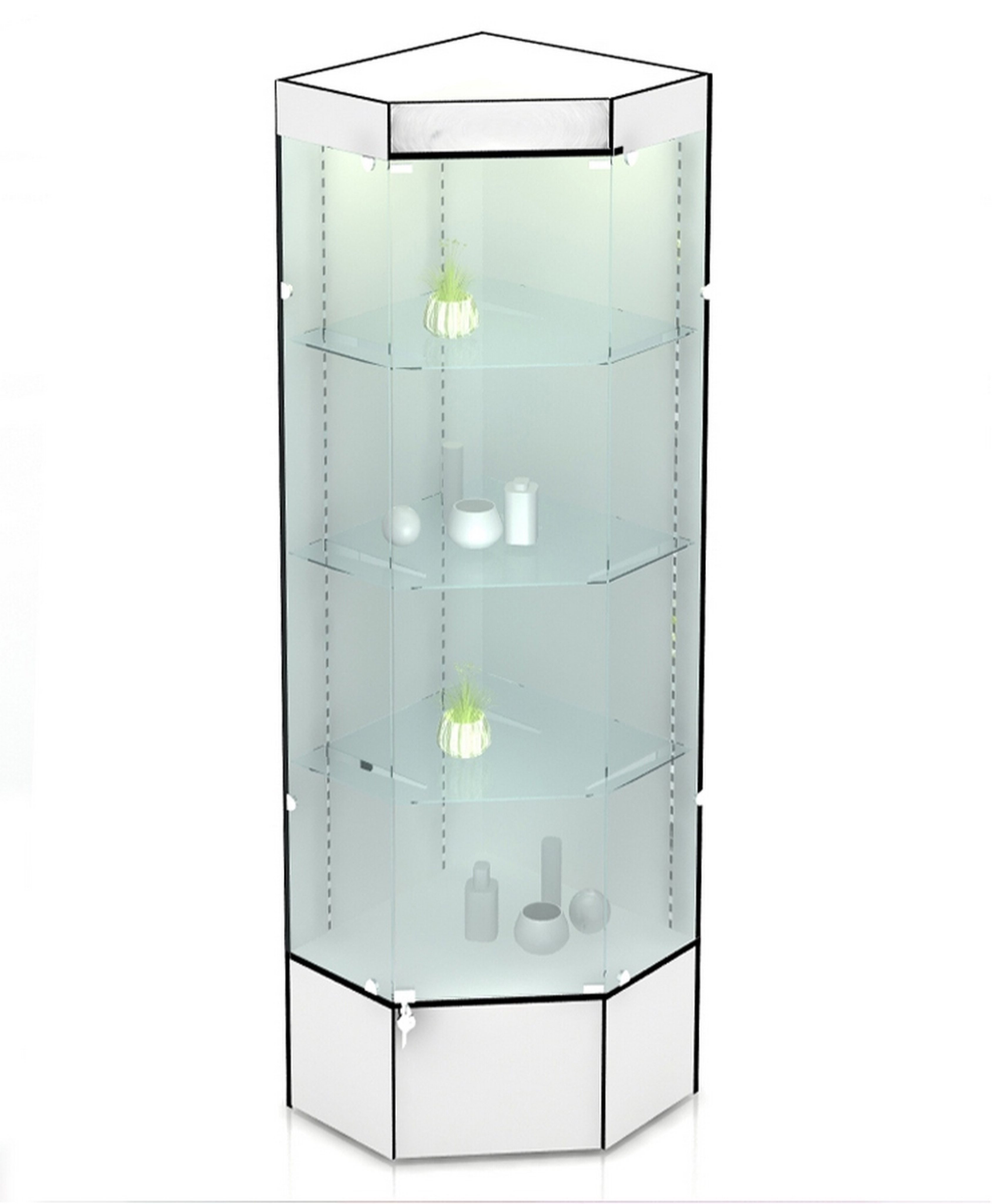 Изображение товара Шкаф-витрина Универсал 60x200 см белый со стеклянными дверями и подсветкой