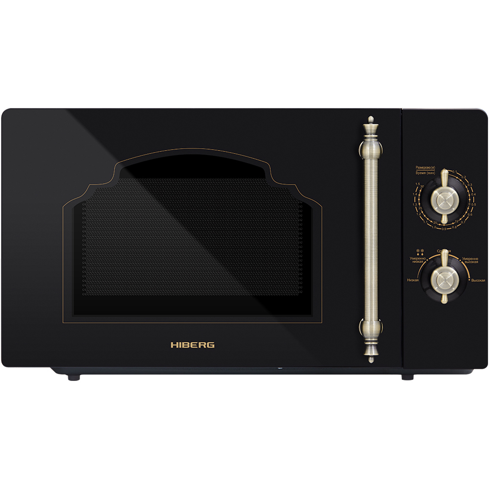 Изображение товара Отдельностоящая микроволновая печь HIBERG VM-4288 BR 20 л черный ретро дизайн компактная