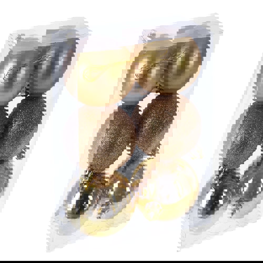 Изображение товара Набор елочных шаров No name 722902 Снежок золотой 6 см пвх жёлтый / золотой 6 шт