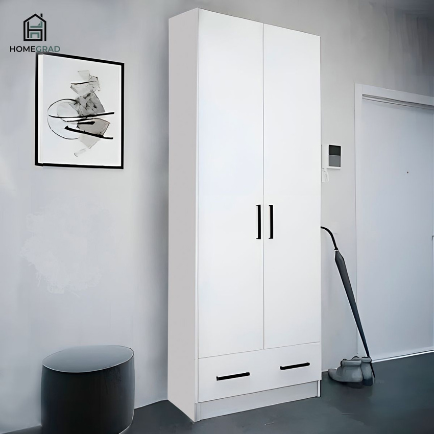 Изображение товара Двустворчатый шкаф Homegrad ШККЕВБЕЛ 80x215x37.5 см белый из ЛДСП