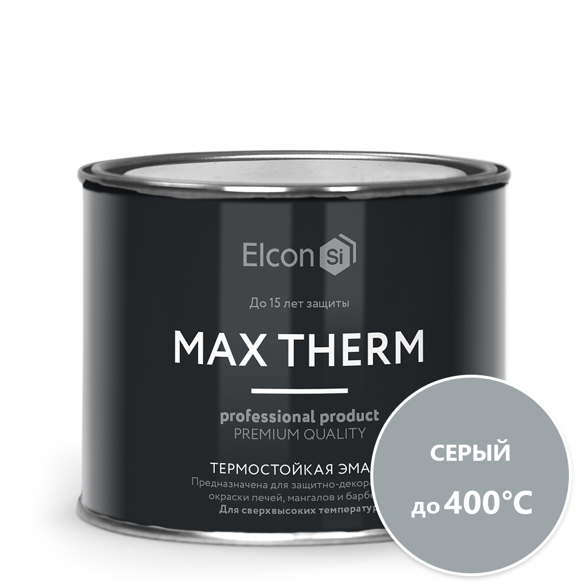 Изображение товара Эмаль термостойкая ELCON 00-00002916 цвет серый 0.5 л