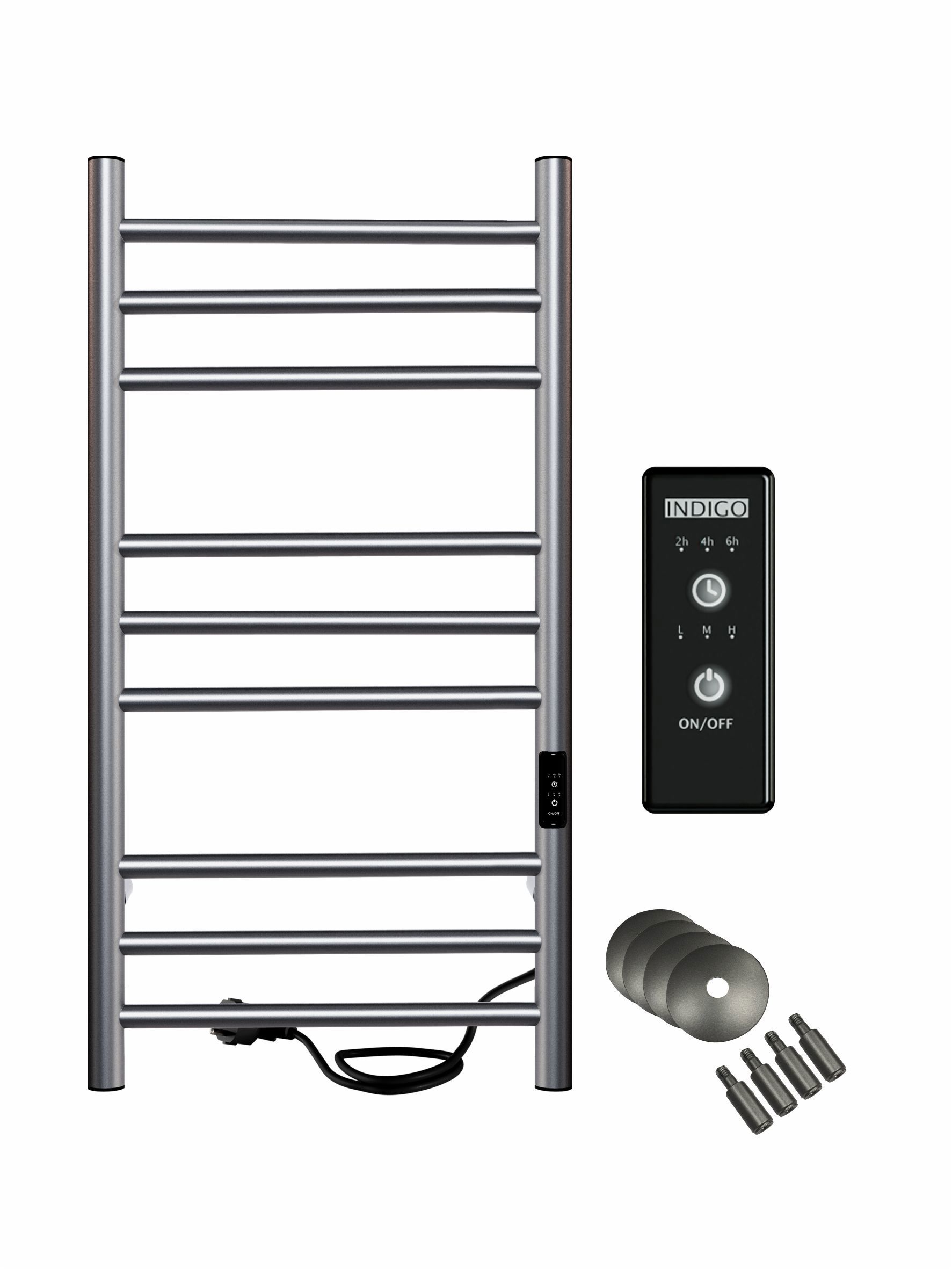 Изображение товара Электрический полотенцесушитель Indigo 400x800 мм 115 Вт с терморегулятором лесенка графит металлик
