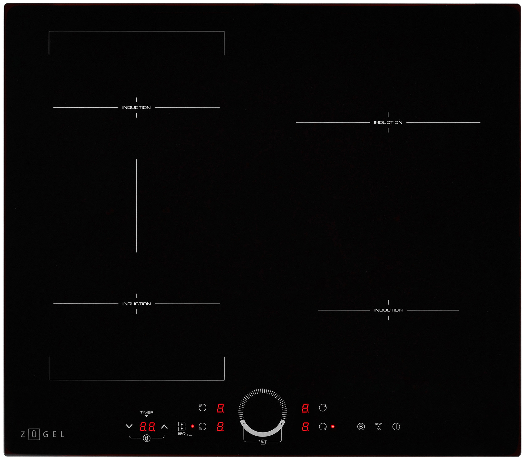 Изображение товара Электрическая варочная панель Zugel ZIH605B 59 см 4 конфорки черная индукционная