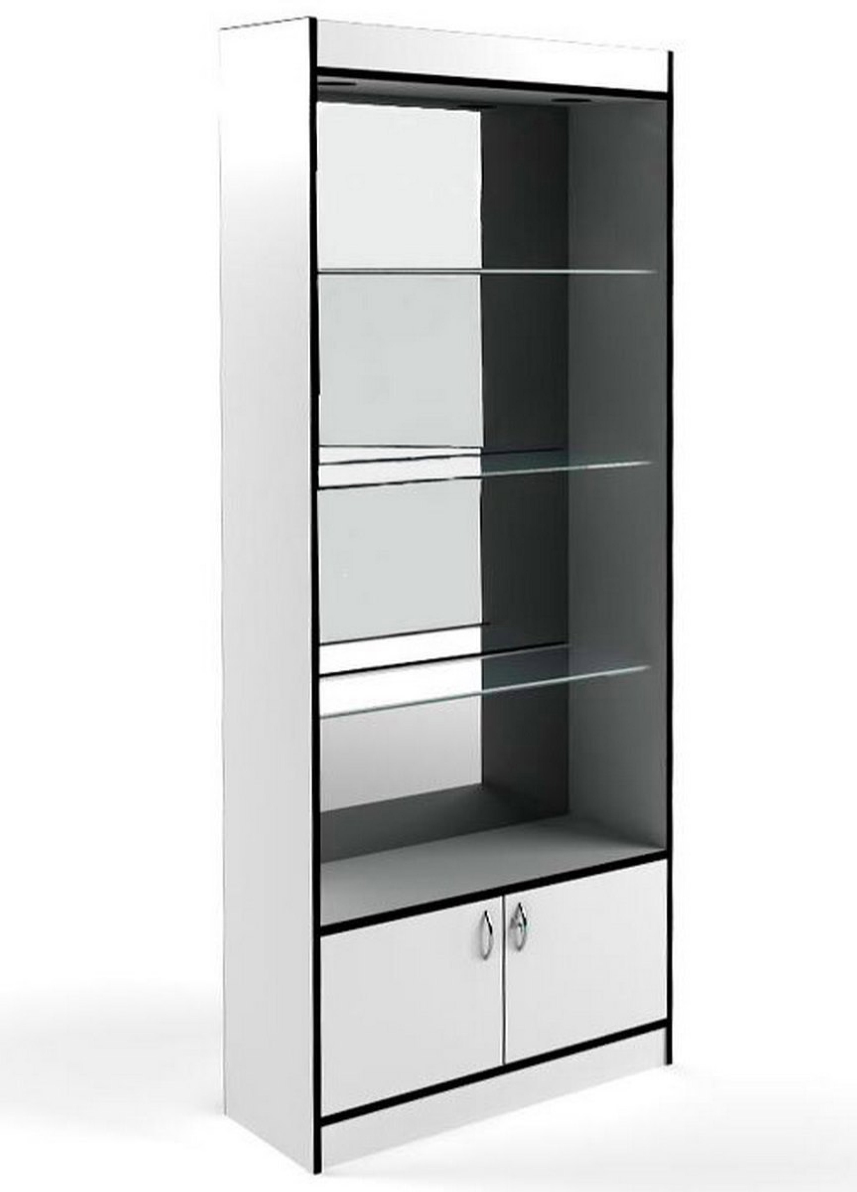 Изображение товара Шкаф-витрина 85x200 см Универсал без верхних дверей белый